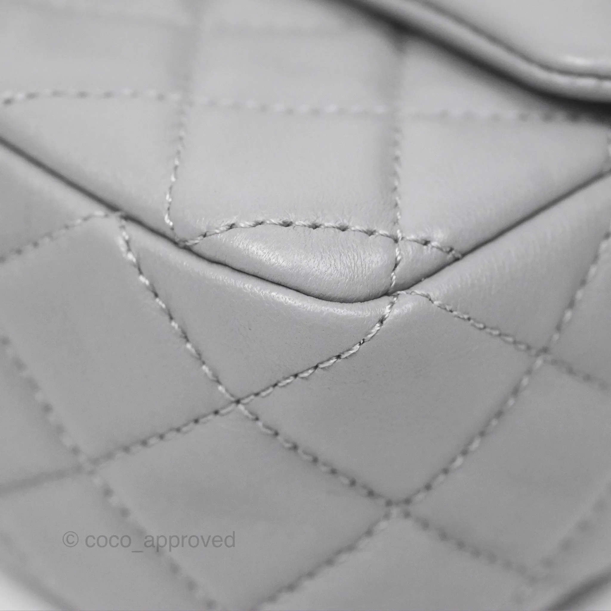 Chanel Mini Rectangular Pearl Crush Grey Lambskin Aged Gold Hardware