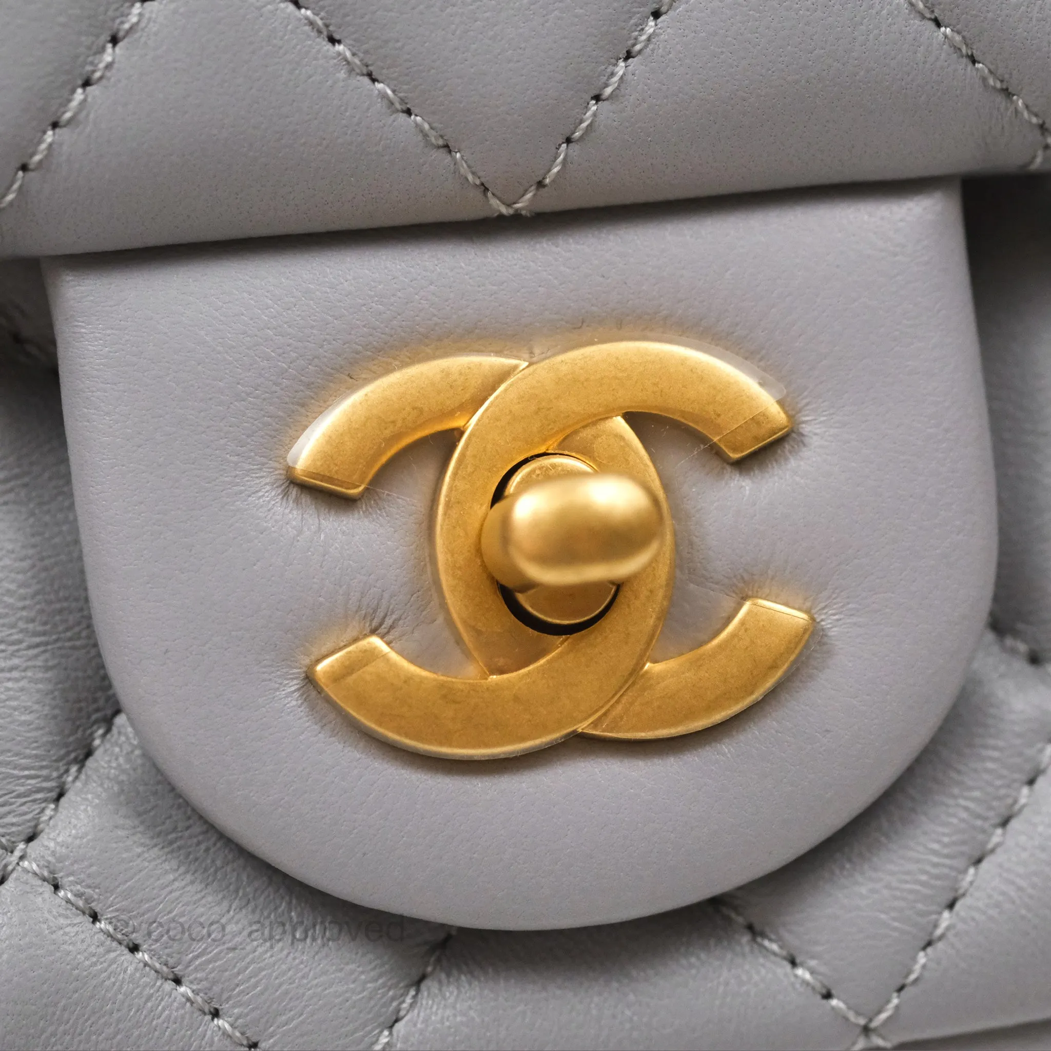 Chanel Mini Rectangular Pearl Crush Grey Lambskin Aged Gold Hardware