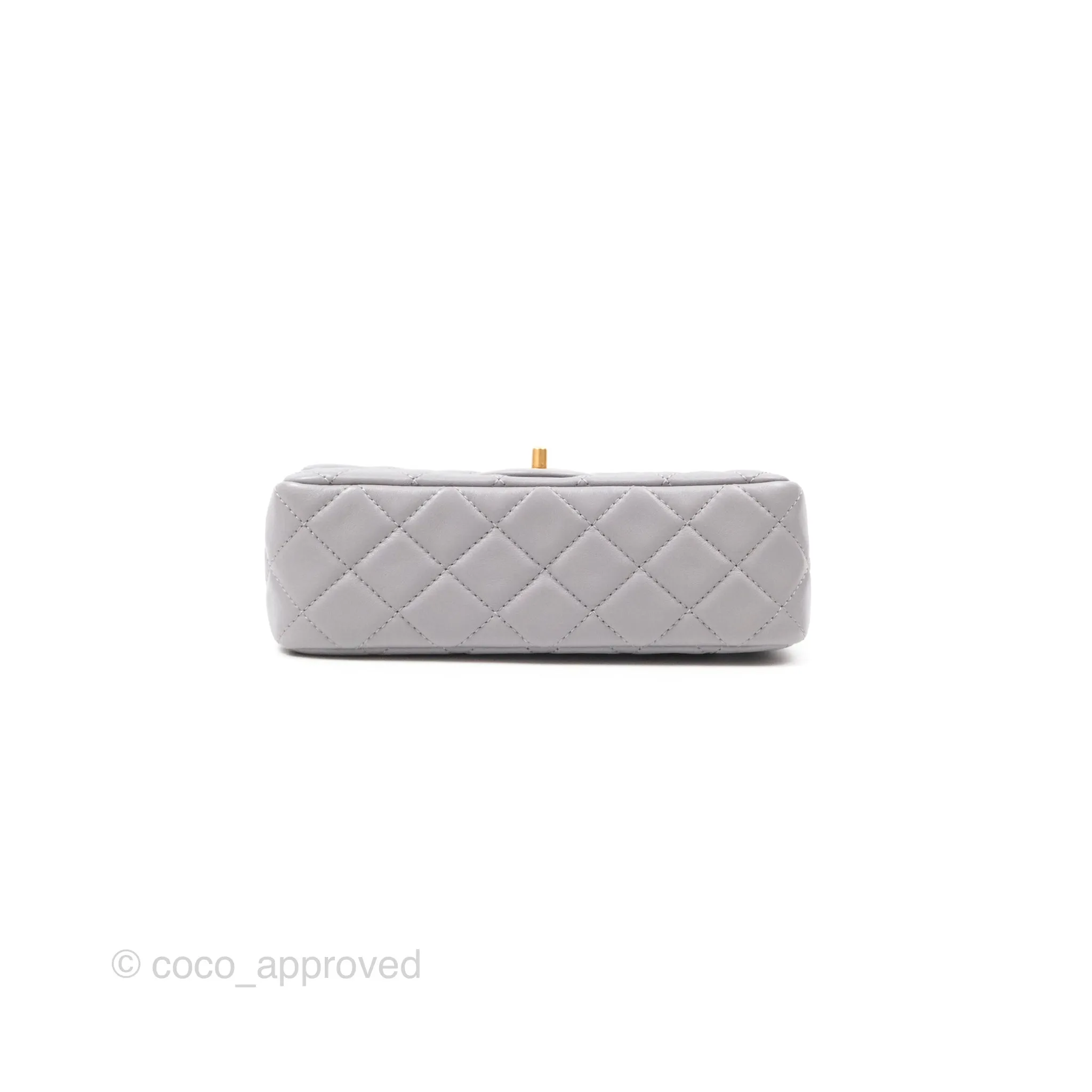 Chanel Mini Rectangular Pearl Crush Grey Lambskin Aged Gold Hardware