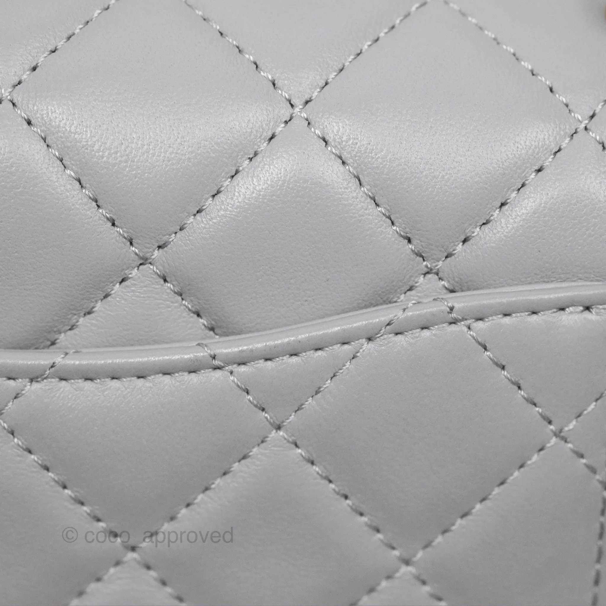 Chanel Mini Rectangular Pearl Crush Grey Lambskin Aged Gold Hardware