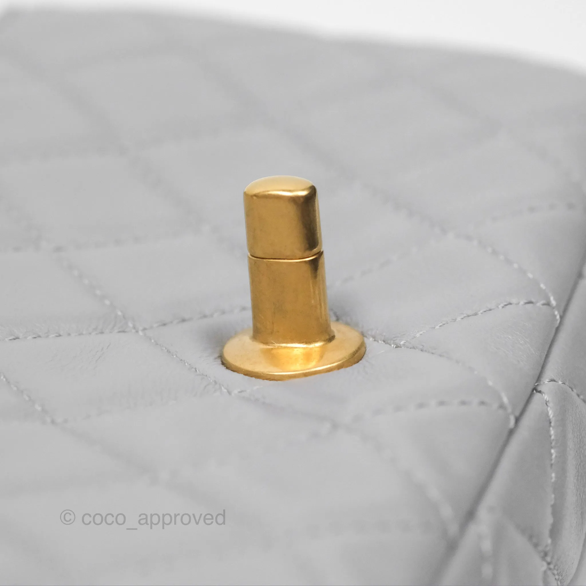 Chanel Mini Rectangular Pearl Crush Grey Lambskin Aged Gold Hardware