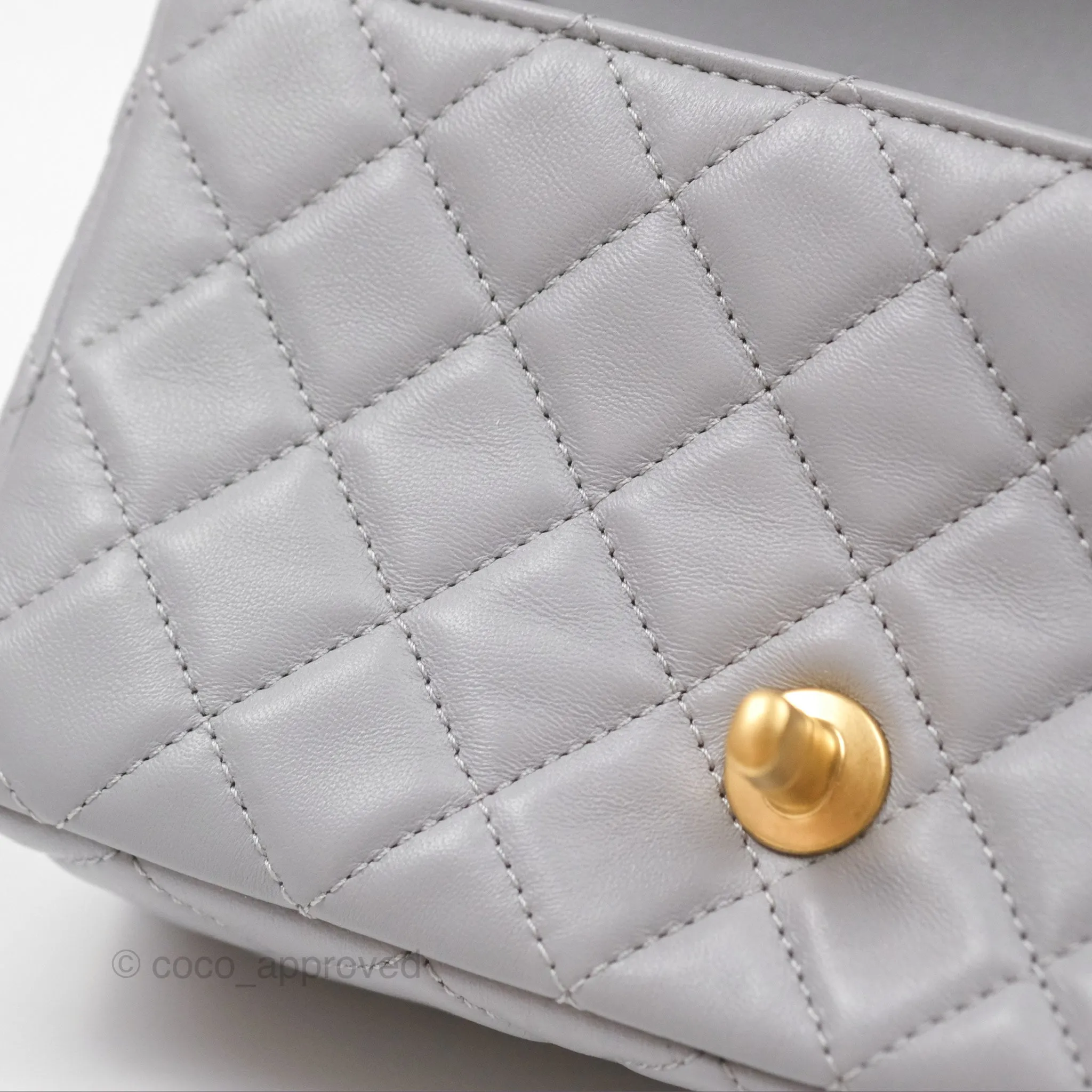 Chanel Mini Rectangular Pearl Crush Grey Lambskin Aged Gold Hardware
