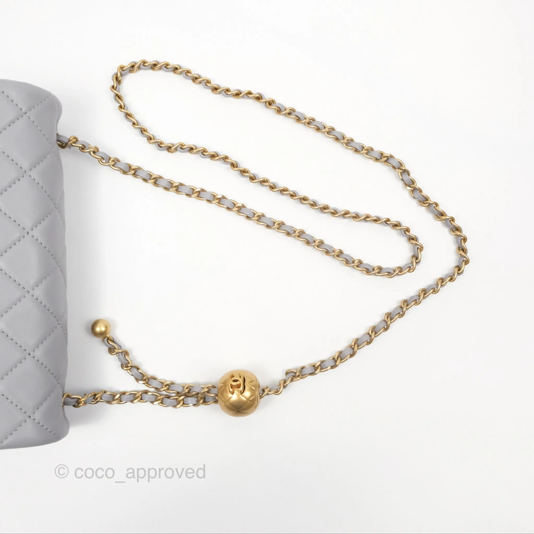 Chanel Mini Rectangular Pearl Crush Grey Lambskin Aged Gold Hardware