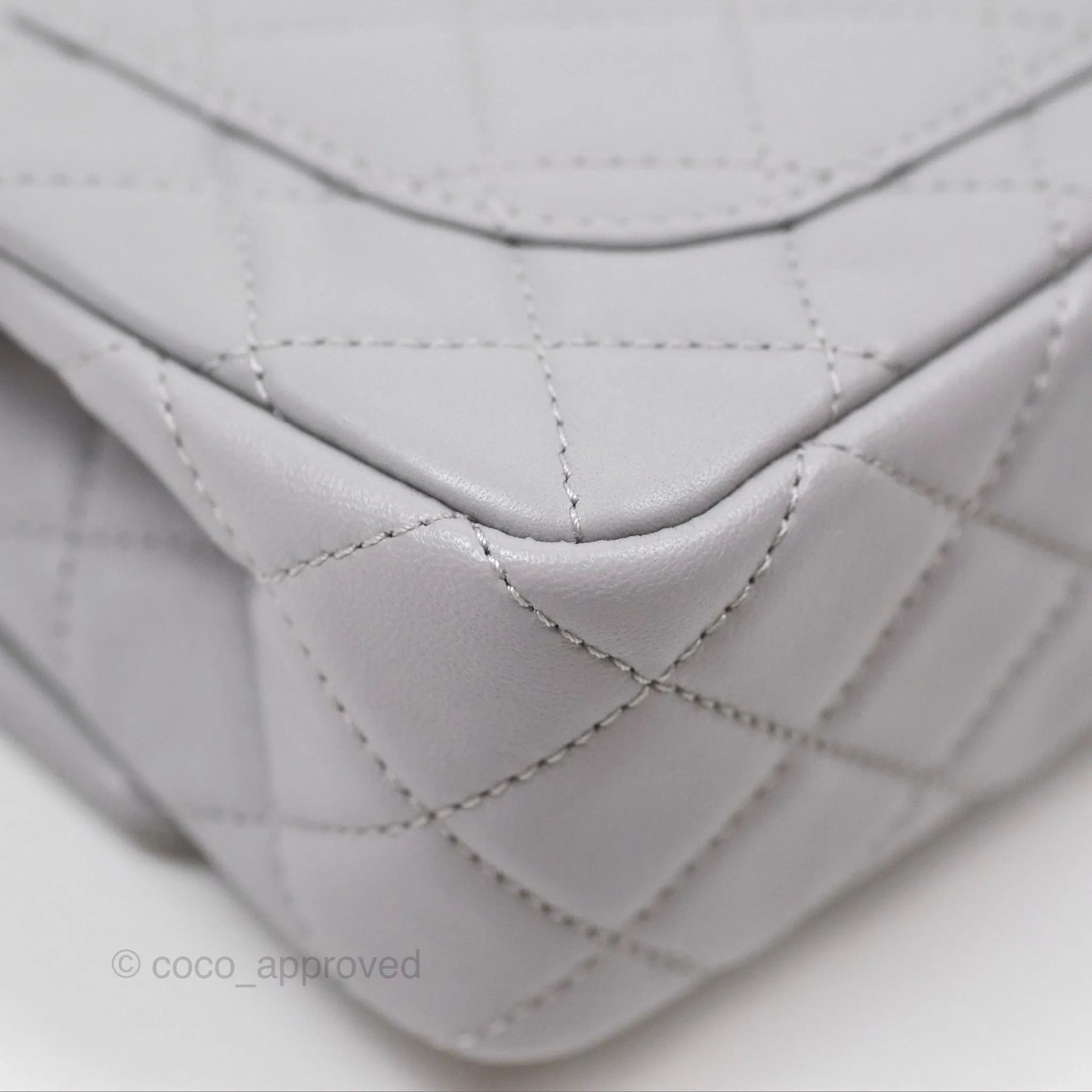 Chanel Mini Rectangular Pearl Crush Grey Lambskin Aged Gold Hardware