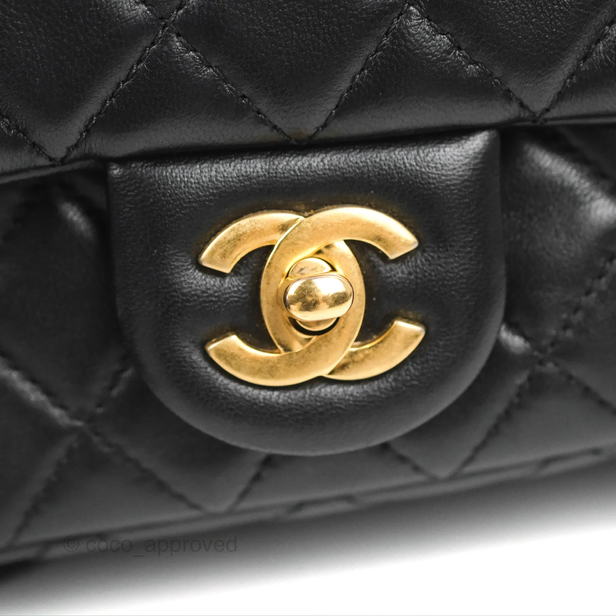 Chanel Mini Rectangular Pearl Crush Quilted Black Lambskin Gold Hardware