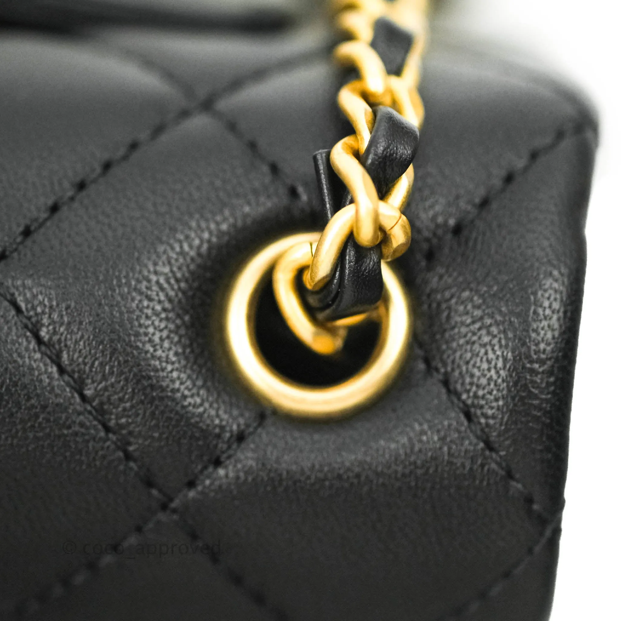 Chanel Mini Rectangular Pearl Crush Quilted Black Lambskin Gold Hardware