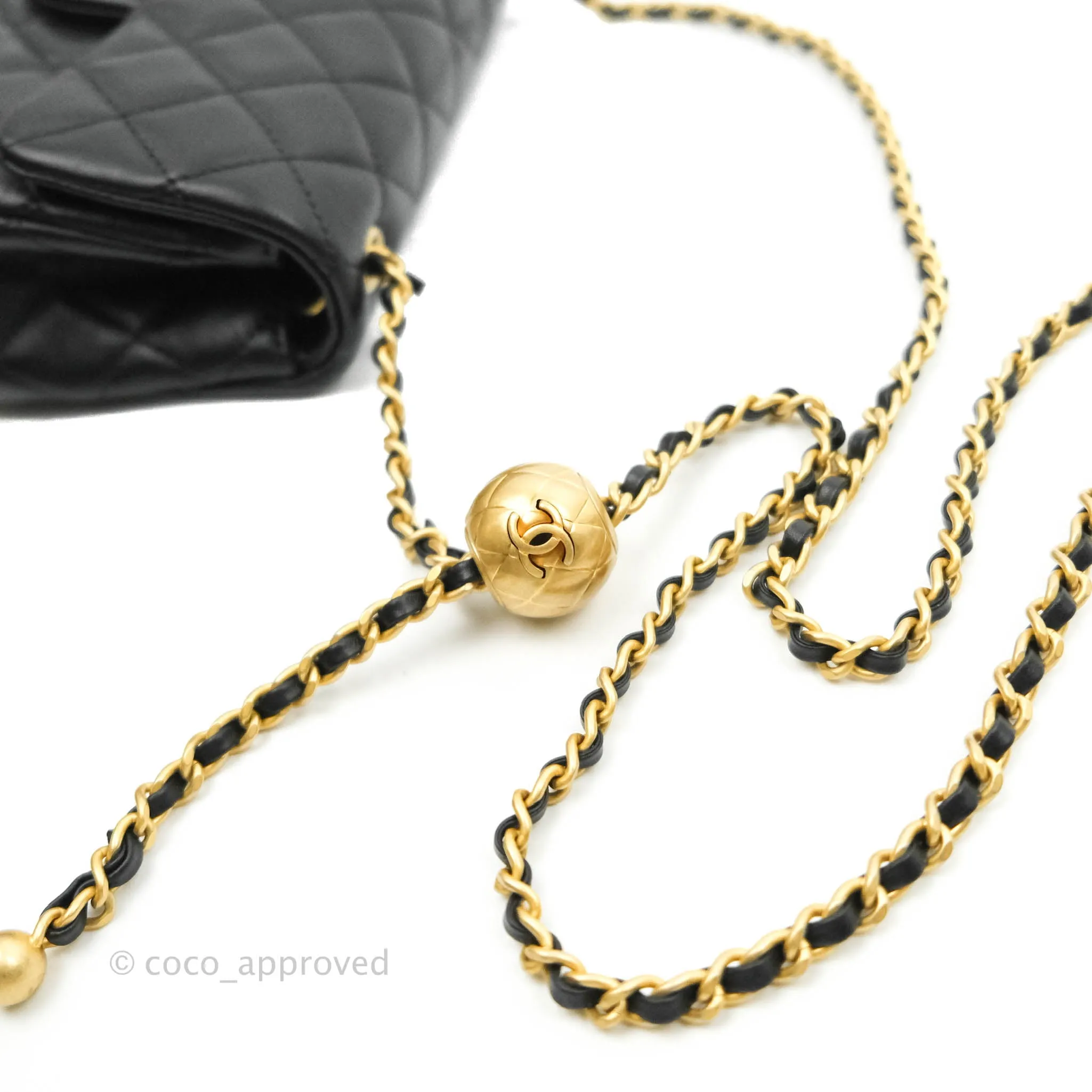 Chanel Mini Rectangular Pearl Crush Quilted Black Lambskin Gold Hardware
