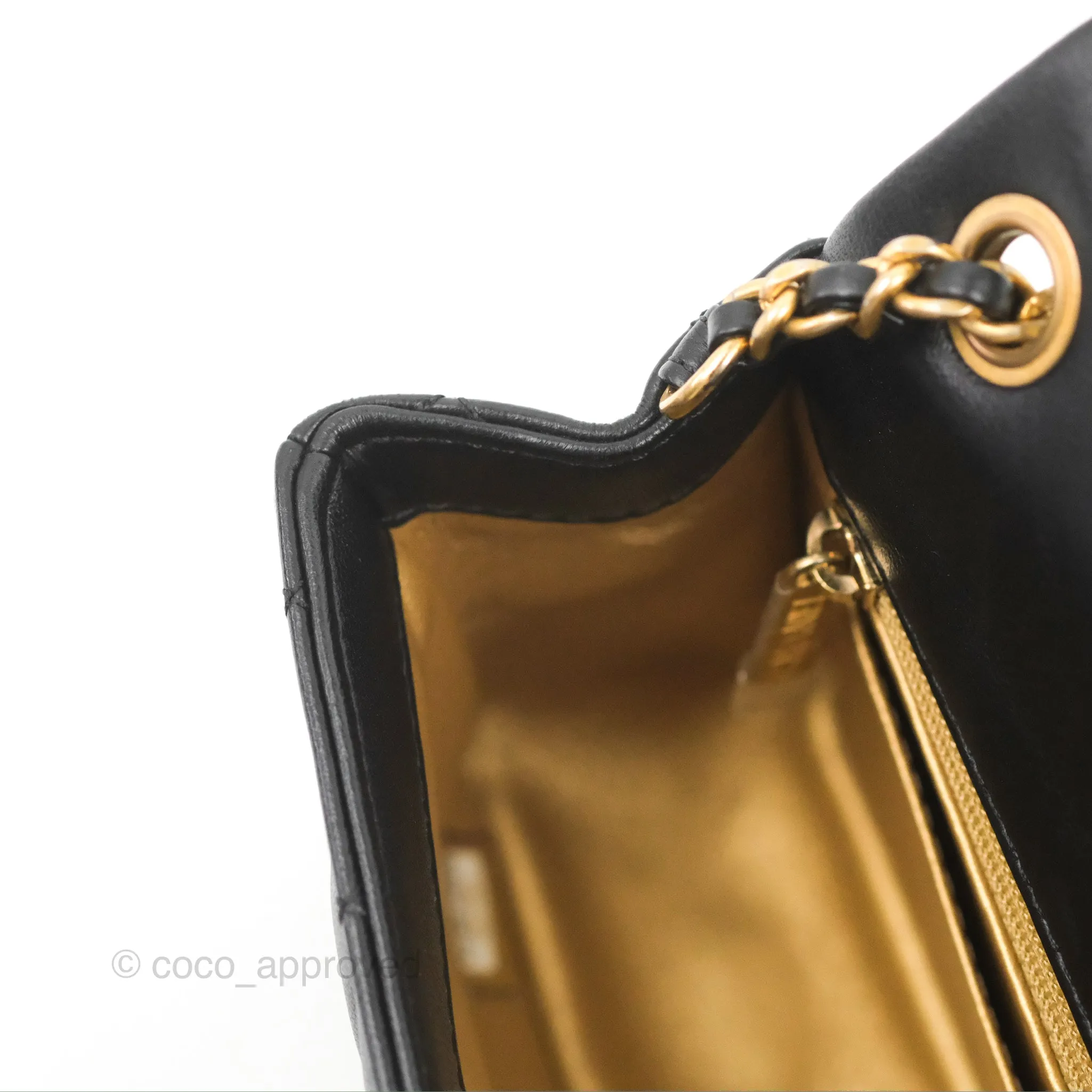 Chanel Mini Rectangular Pearl Crush Quilted Black Lambskin Gold Hardware
