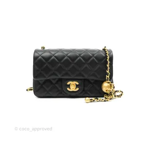Chanel Mini Rectangular Pearl Crush Quilted Black Lambskin Gold Hardware