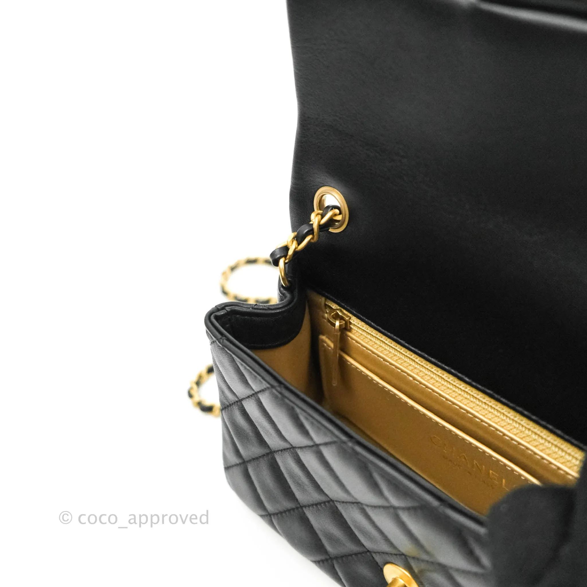 Chanel Mini Rectangular Pearl Crush Quilted Black Lambskin Gold Hardware
