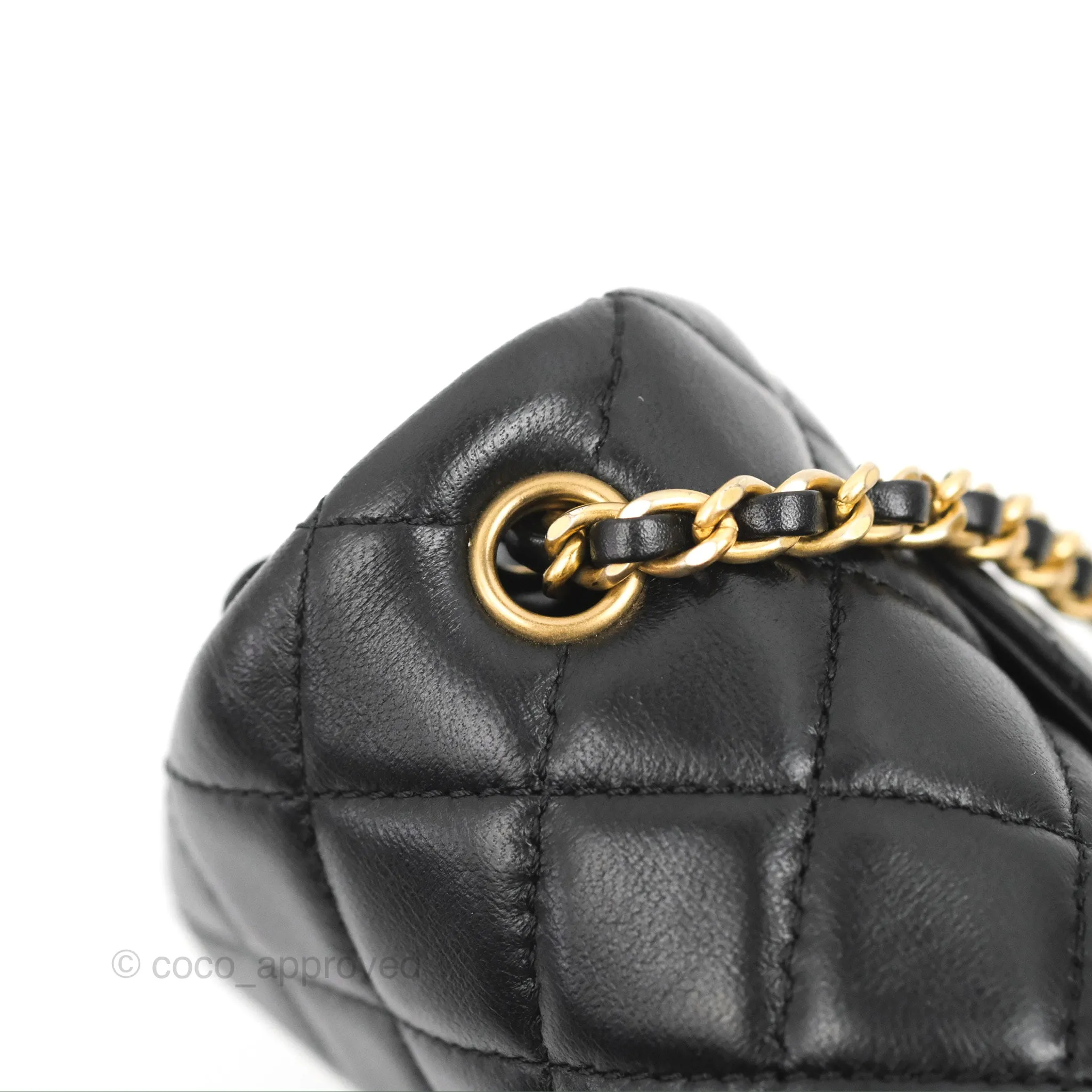 Chanel Mini Rectangular Pearl Crush Quilted Black Lambskin Gold Hardware