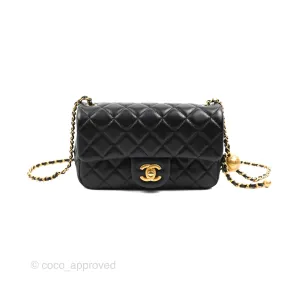 Chanel Mini Rectangular Pearl Crush Quilted Black Lambskin Gold Hardware