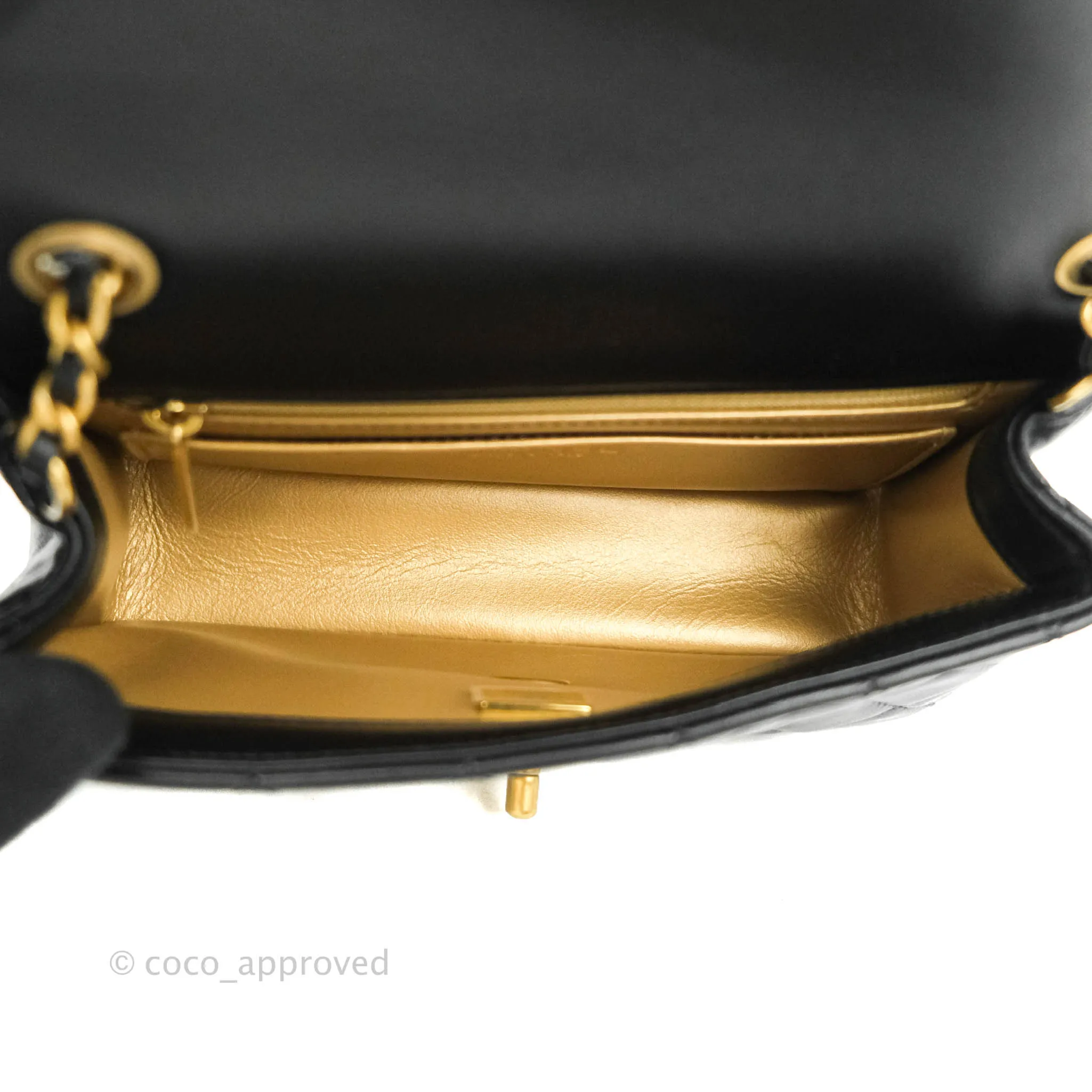 Chanel Mini Rectangular Pearl Crush Quilted Black Lambskin Gold Hardware