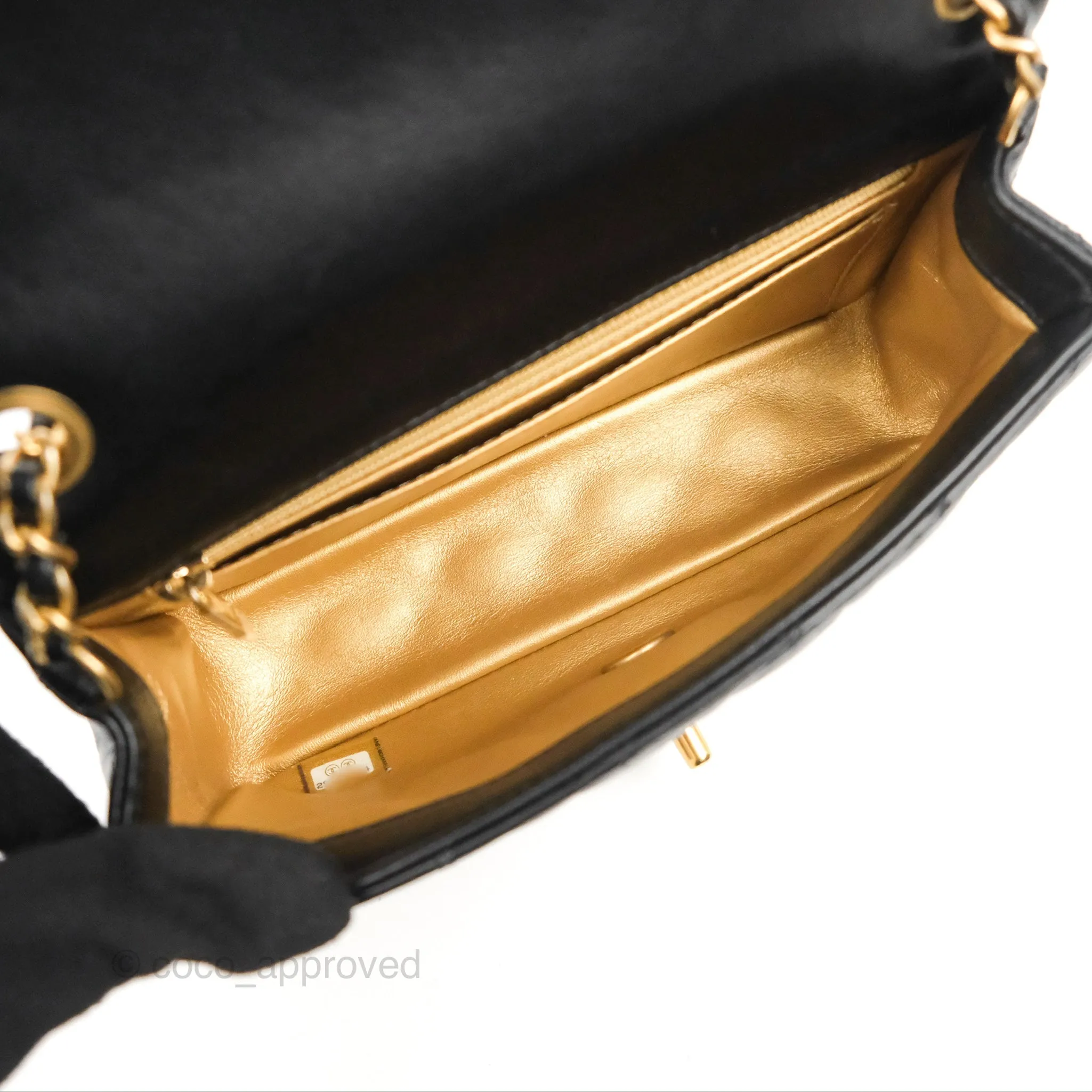Chanel Mini Rectangular Pearl Crush Quilted Black Lambskin Gold Hardware