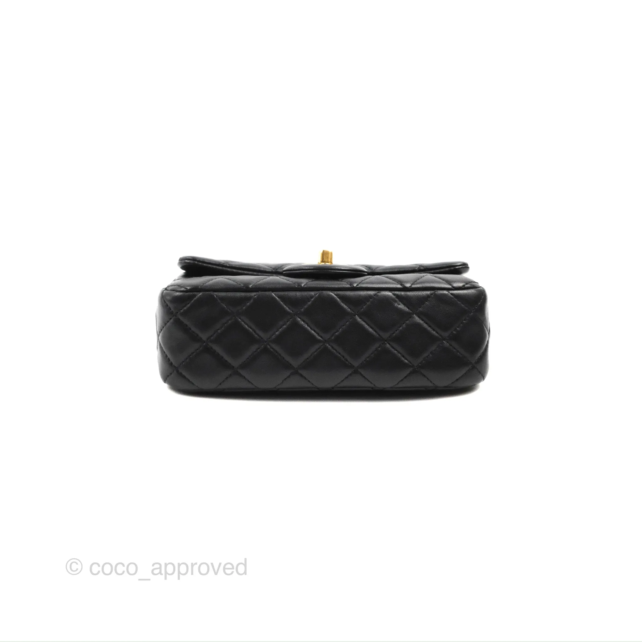 Chanel Mini Rectangular Pearl Crush Quilted Black Lambskin Gold Hardware