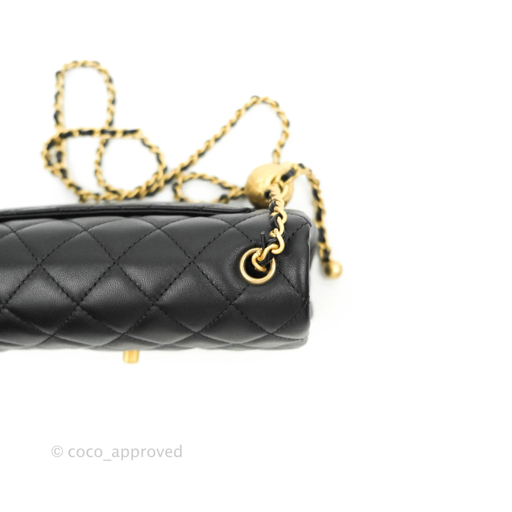 Chanel Mini Rectangular Pearl Crush Quilted Black Lambskin Gold Hardware