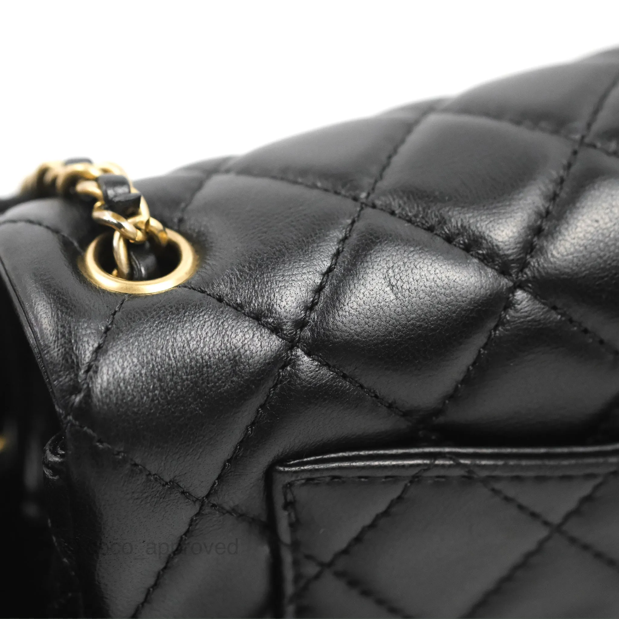 Chanel Mini Rectangular Pearl Crush Quilted Black Lambskin Gold Hardware