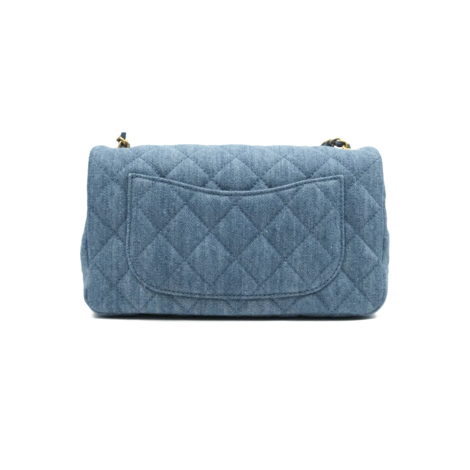 Chanel Mini Rectangular Pearl Crush Quilted Denim Aged Gold Hardware 22C