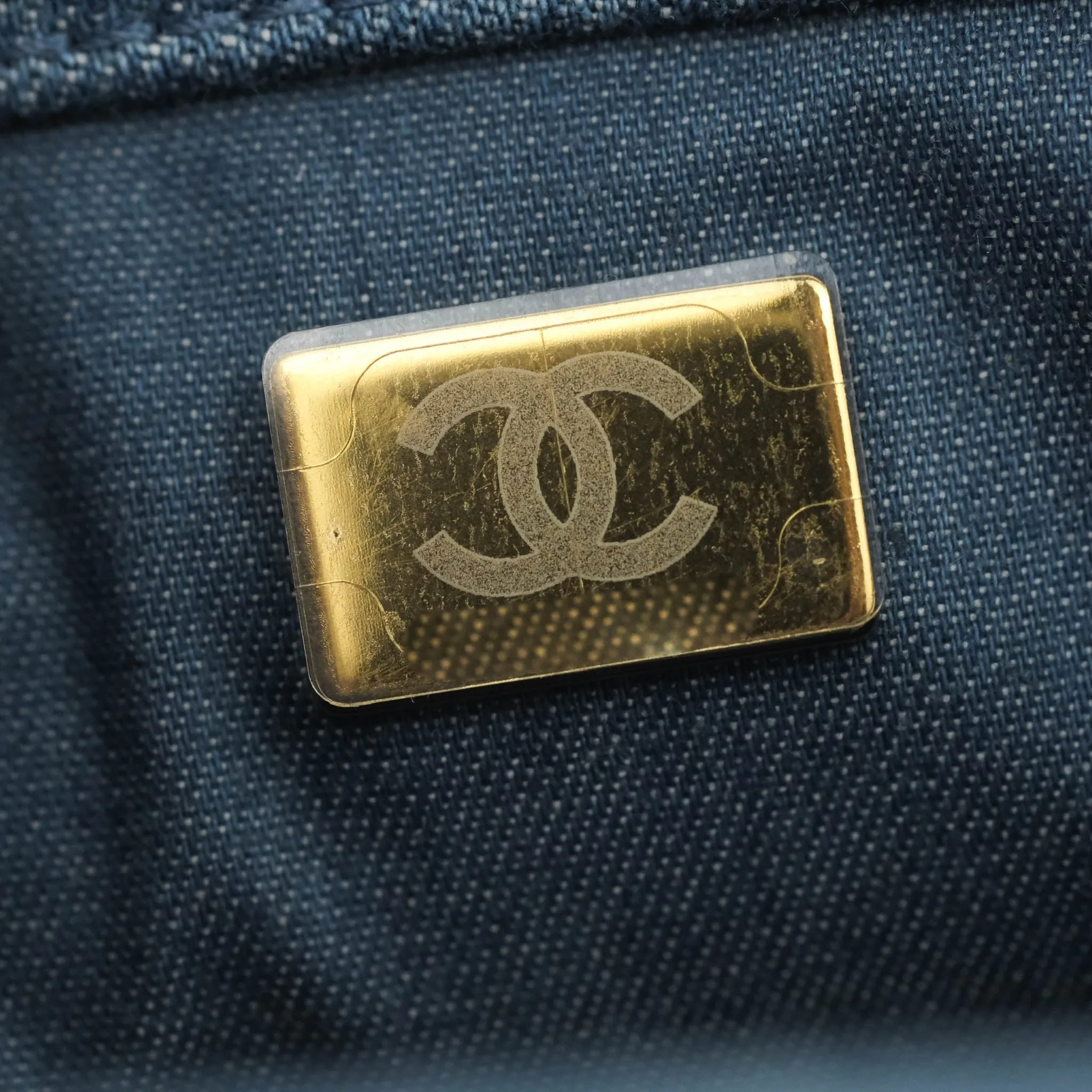 Chanel Mini Rectangular Pearl Crush Quilted Denim Aged Gold Hardware 22C