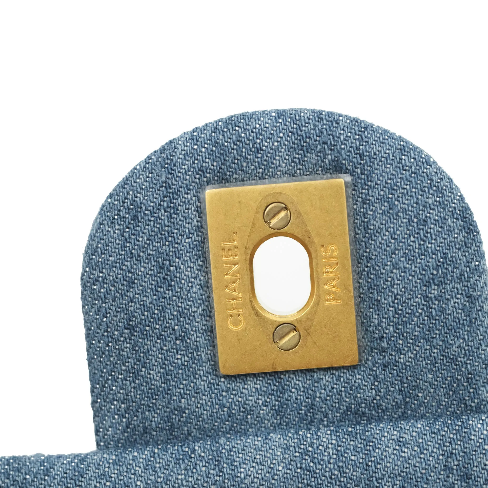 Chanel Mini Rectangular Pearl Crush Quilted Denim Aged Gold Hardware 22C