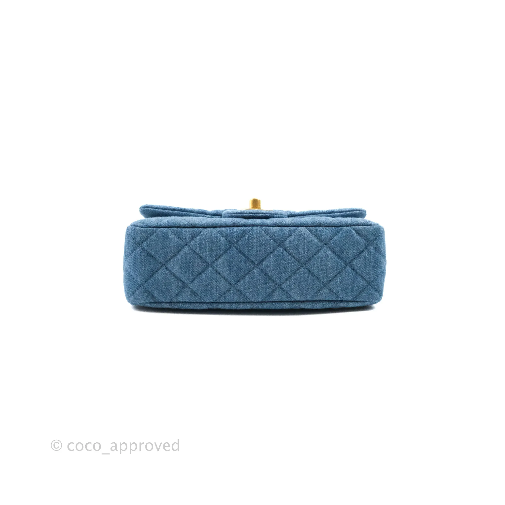 Chanel Mini Rectangular Pearl Crush Quilted Denim Aged Gold Hardware 22C
