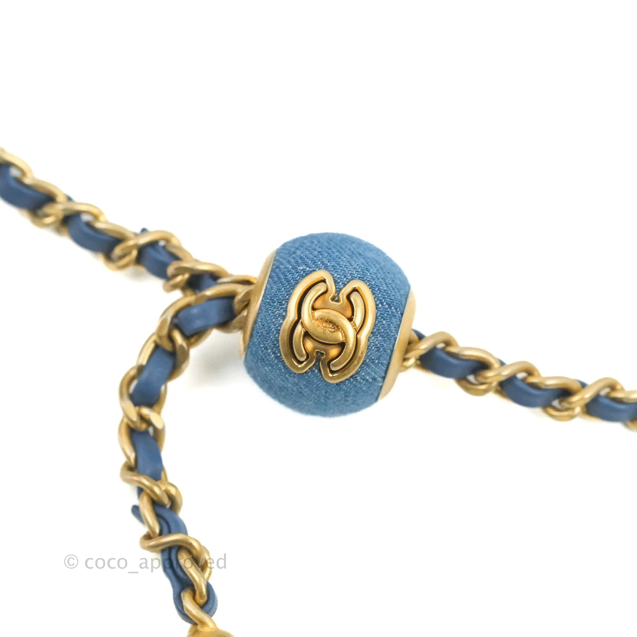 Chanel Mini Rectangular Pearl Crush Quilted Denim Aged Gold Hardware 22C