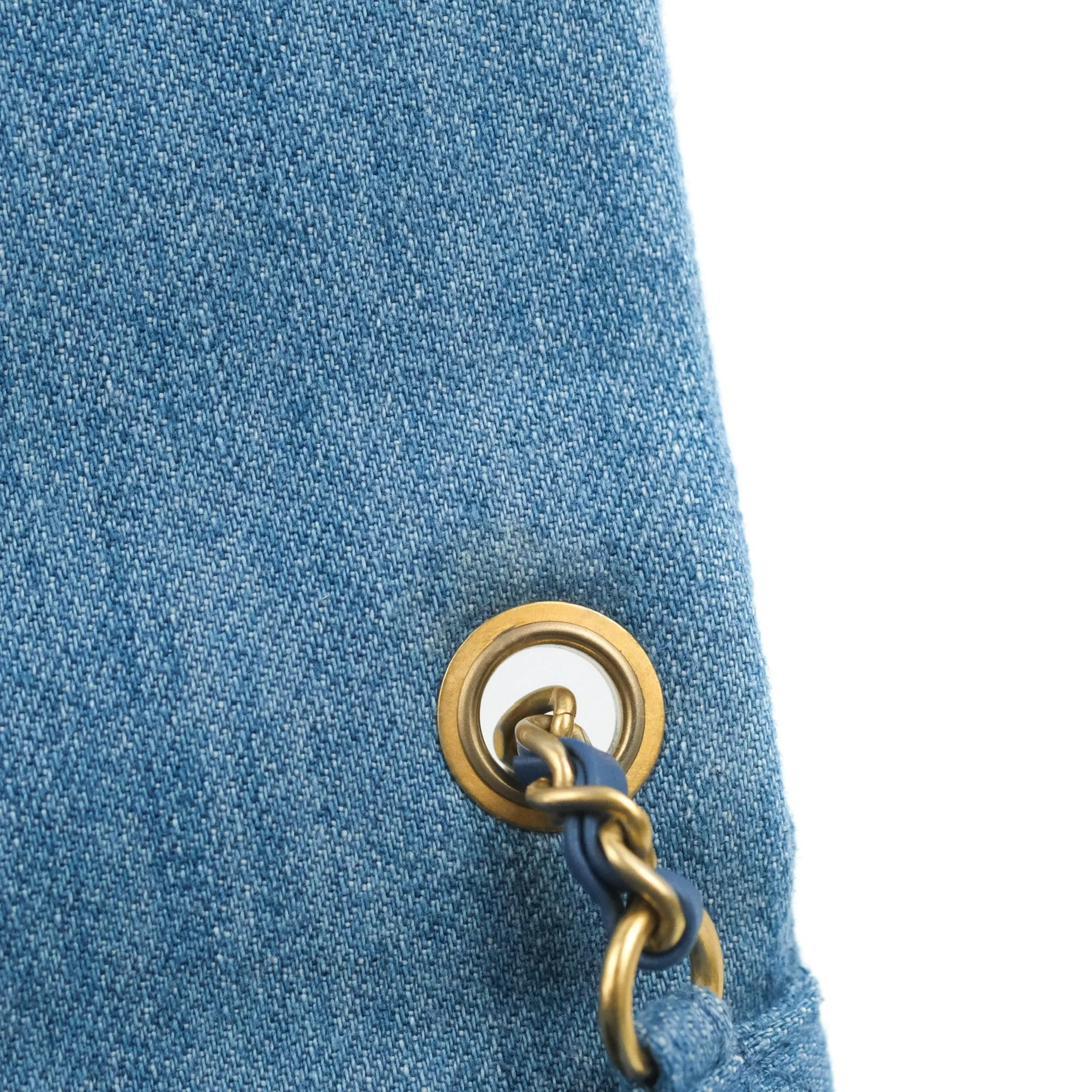 Chanel Mini Rectangular Pearl Crush Quilted Denim Aged Gold Hardware 22C