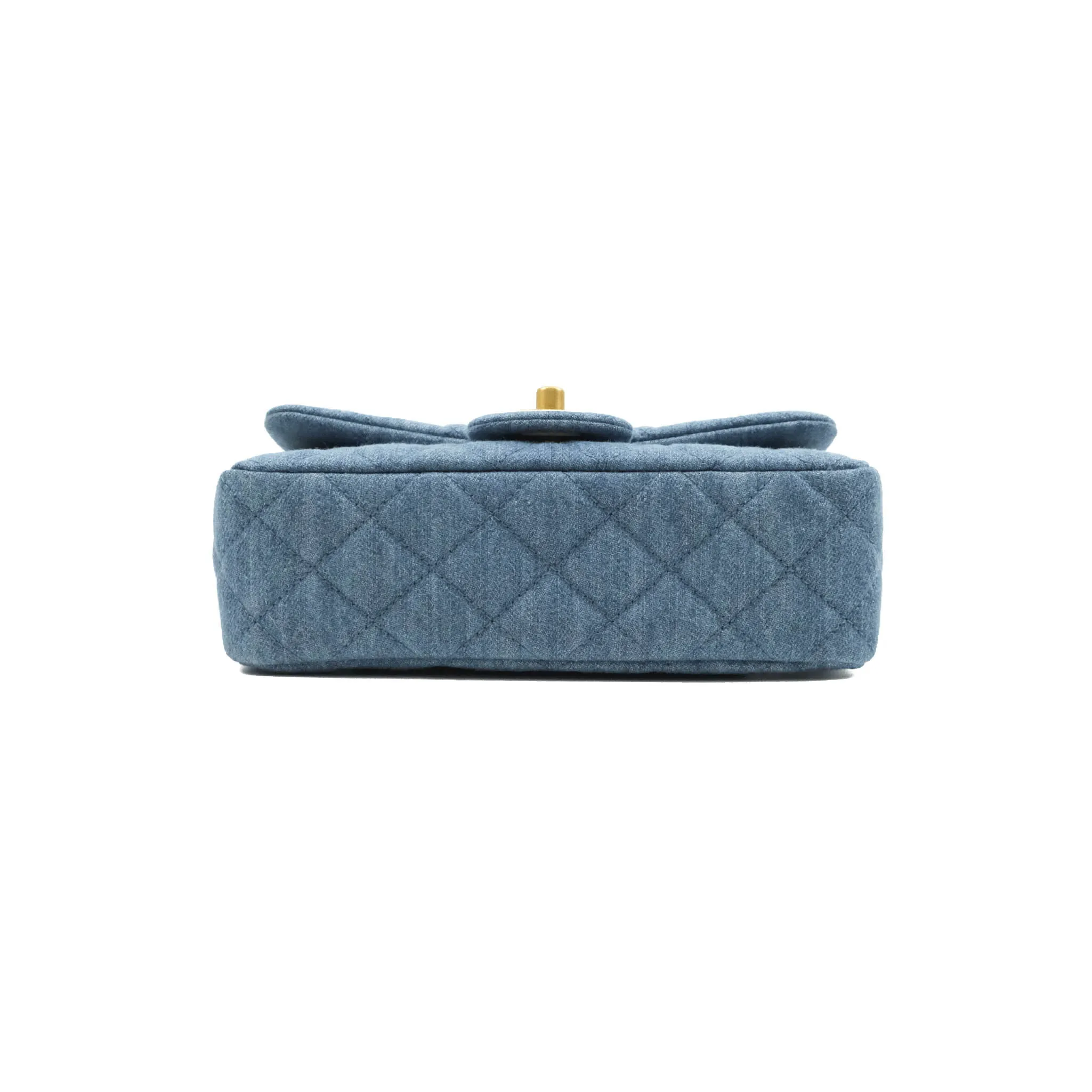 Chanel Mini Rectangular Pearl Crush Quilted Denim Aged Gold Hardware 22C