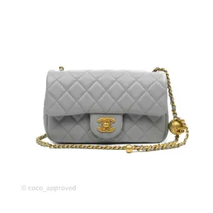 Chanel Mini Rectangular Pearl Crush Quilted Grey Lambskin Aged Gold Hardware