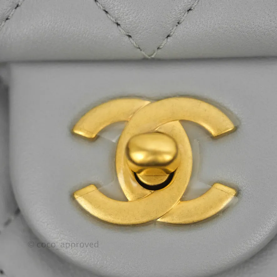 Chanel Mini Rectangular Pearl Crush Quilted Grey Lambskin Aged Gold Hardware