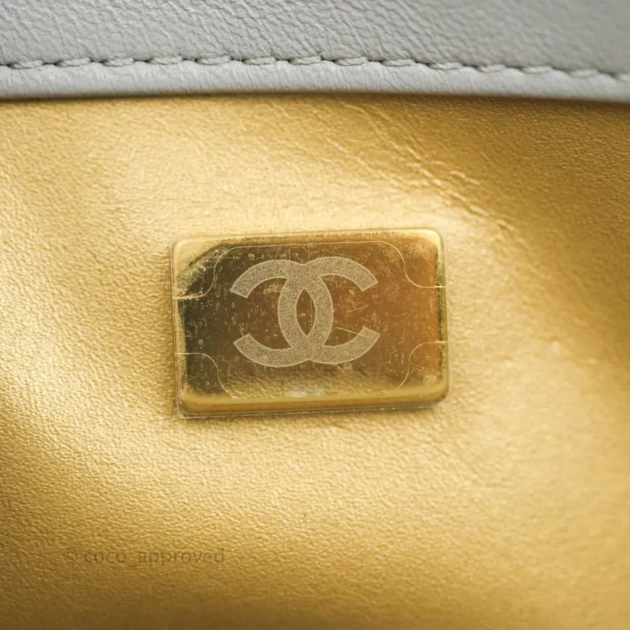 Chanel Mini Rectangular Pearl Crush Quilted Grey Lambskin Aged Gold Hardware