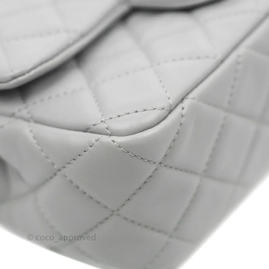 Chanel Mini Rectangular Pearl Crush Quilted Grey Lambskin Aged Gold Hardware