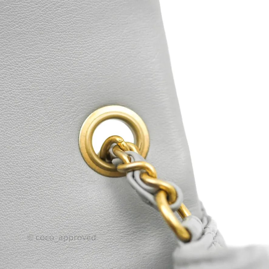 Chanel Mini Rectangular Pearl Crush Quilted Grey Lambskin Aged Gold Hardware