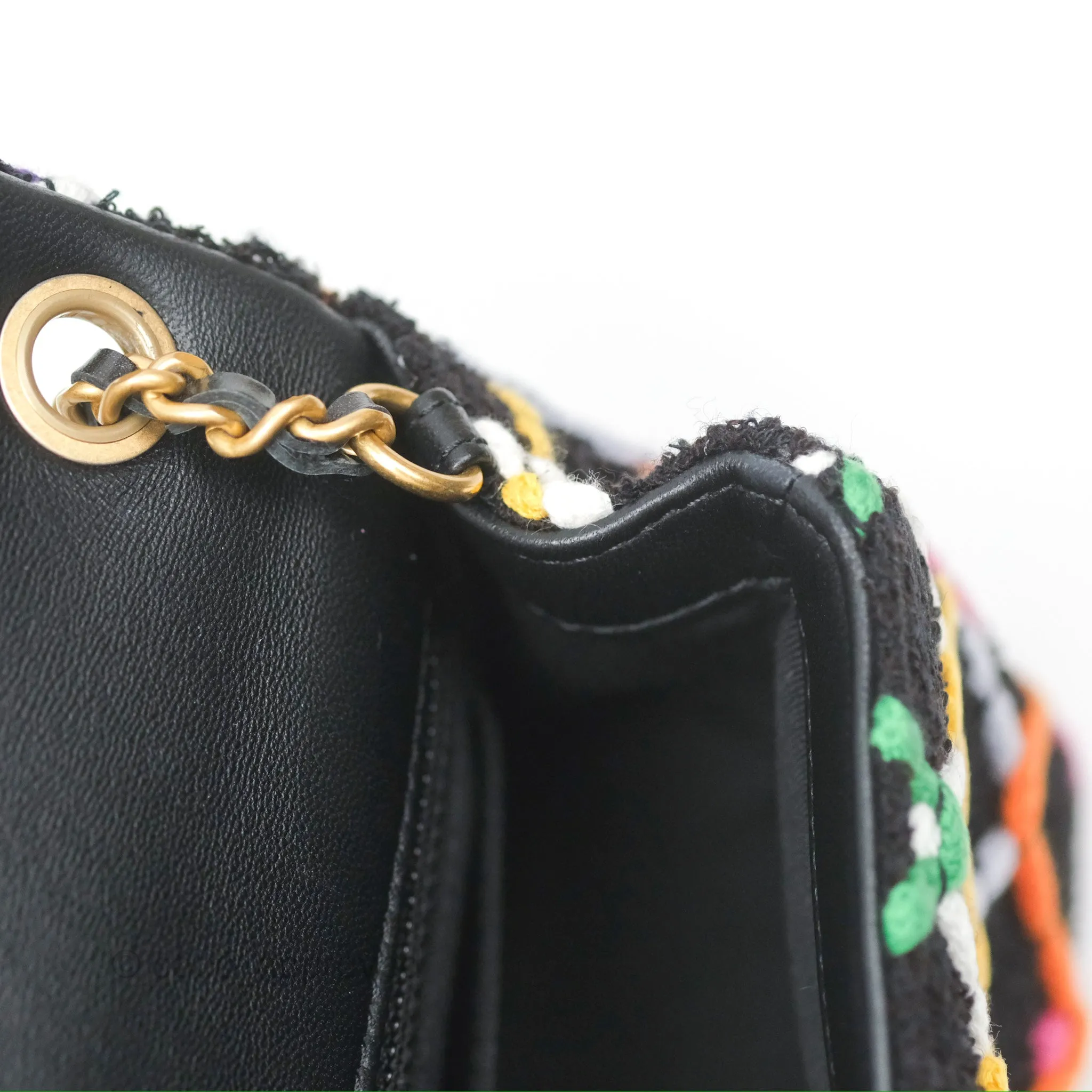 Chanel Mini Rectangular Pearl Crush Quilted Multicolor Tweed Aged Gold Hardware 22S