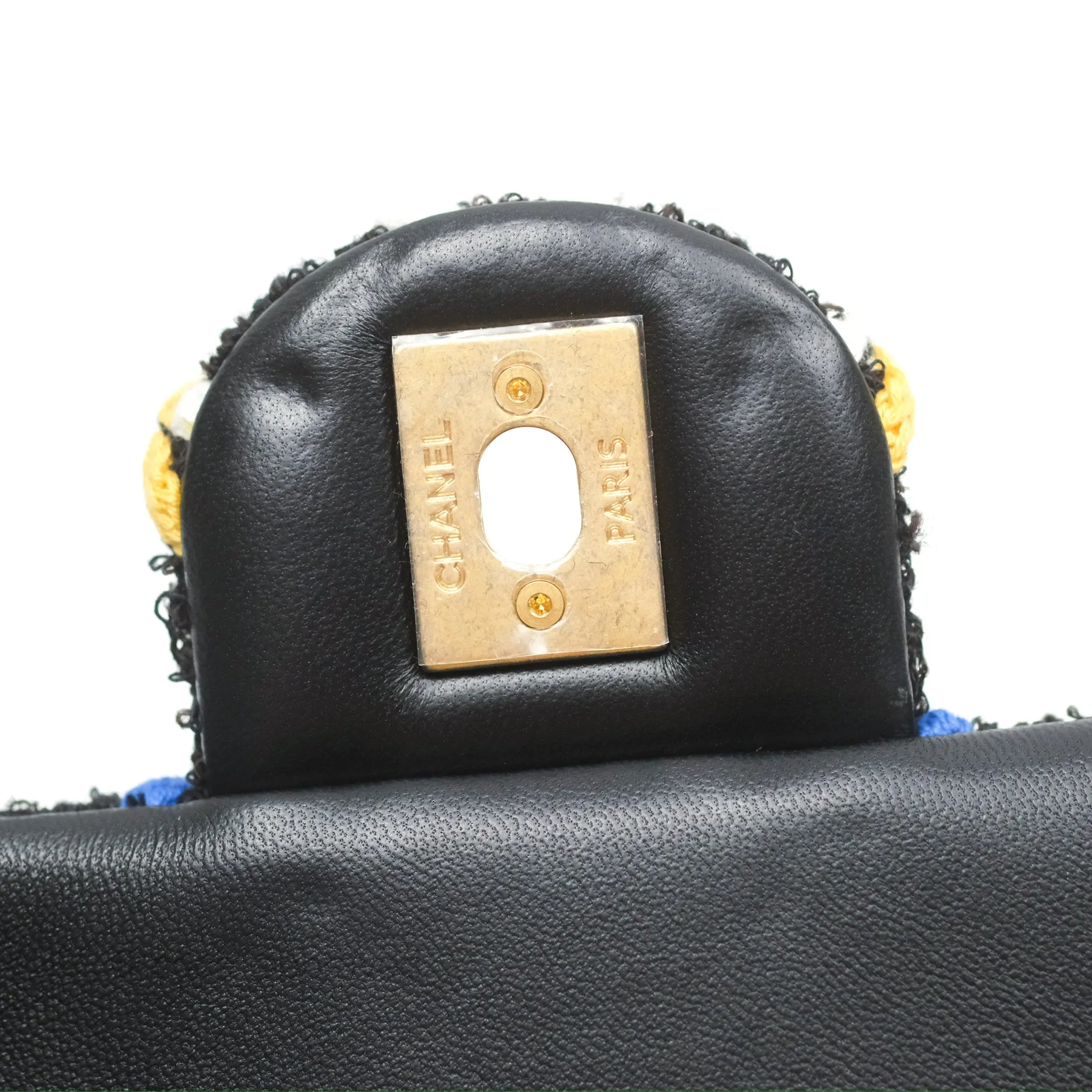 Chanel Mini Rectangular Pearl Crush Quilted Multicolor Tweed Aged Gold Hardware 22S