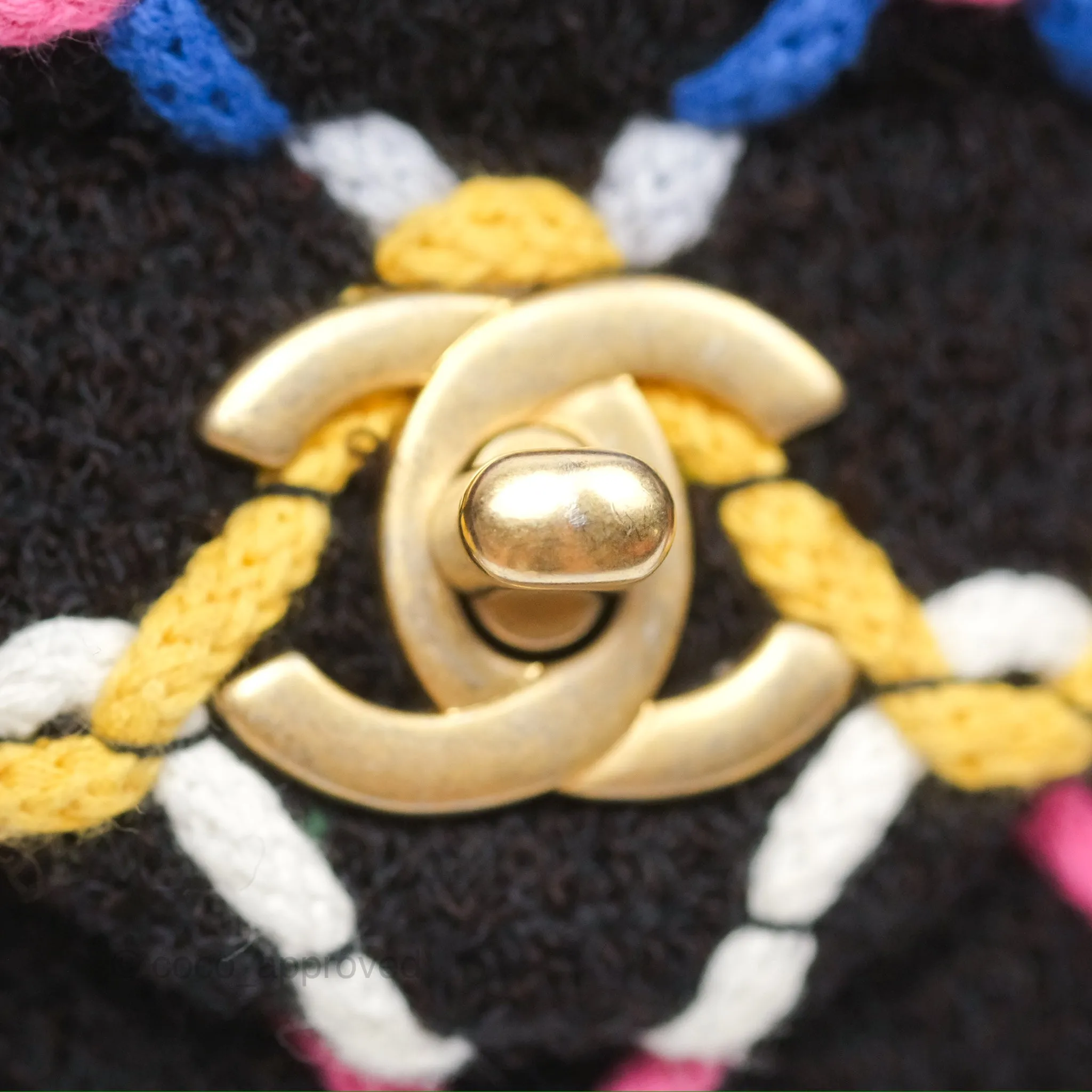 Chanel Mini Rectangular Pearl Crush Quilted Multicolor Tweed Aged Gold Hardware 22S