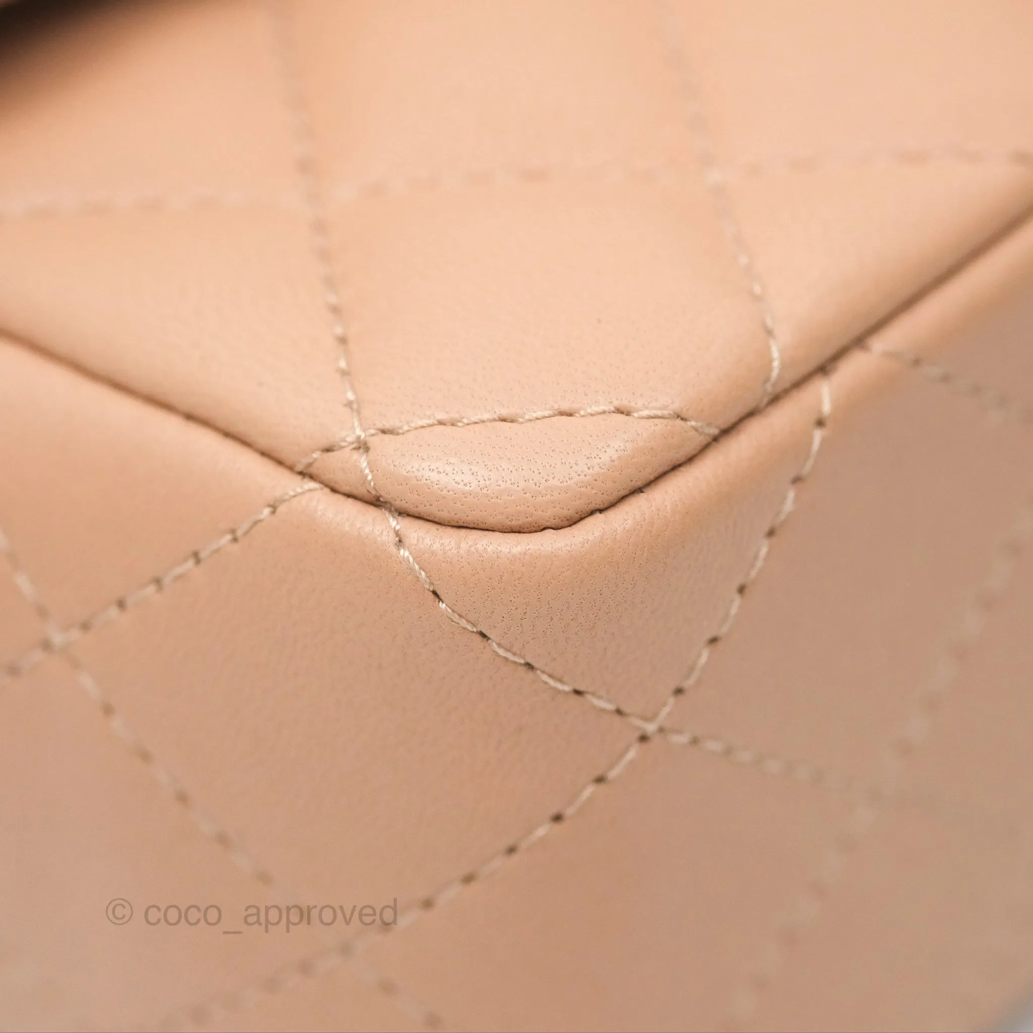 Chanel Mini Rectangular Quilted Beige Lambskin Gold Hardware
