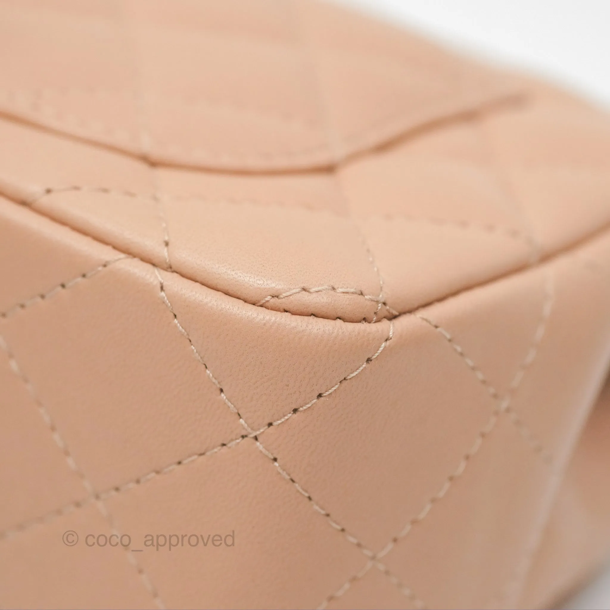 Chanel Mini Rectangular Quilted Beige Lambskin Gold Hardware
