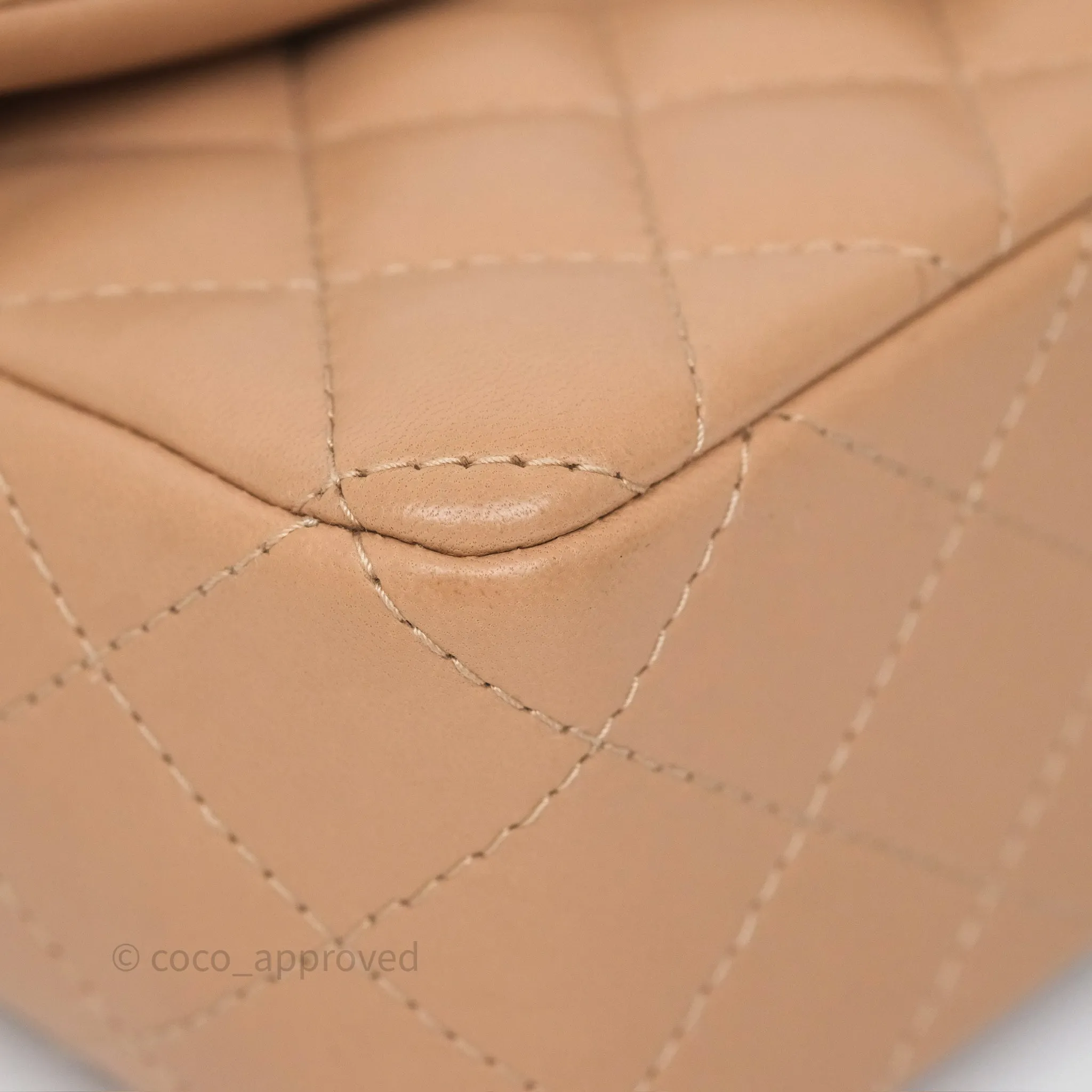 Chanel Mini Rectangular Quilted Beige Lambskin Gold Hardware