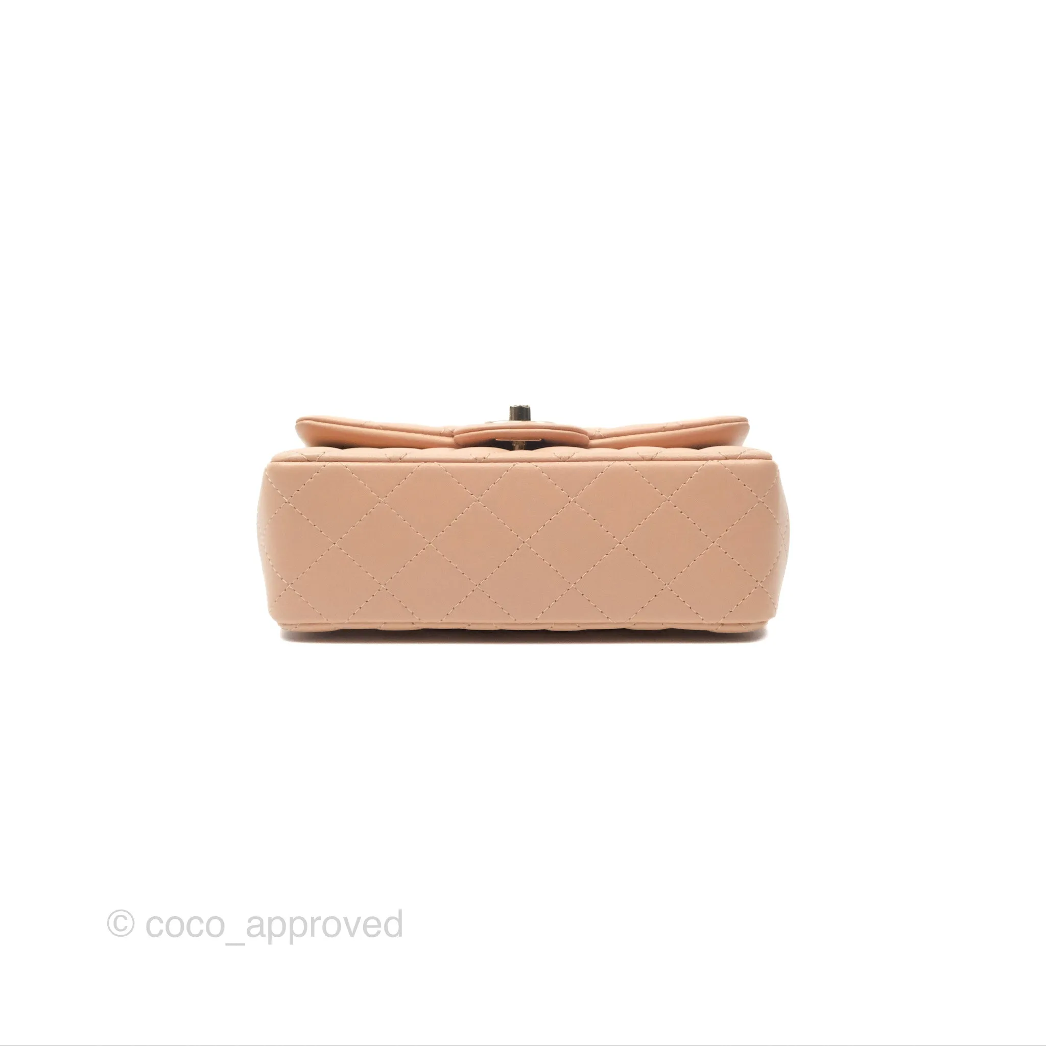 Chanel Mini Rectangular Quilted Beige Lambskin Gold Hardware