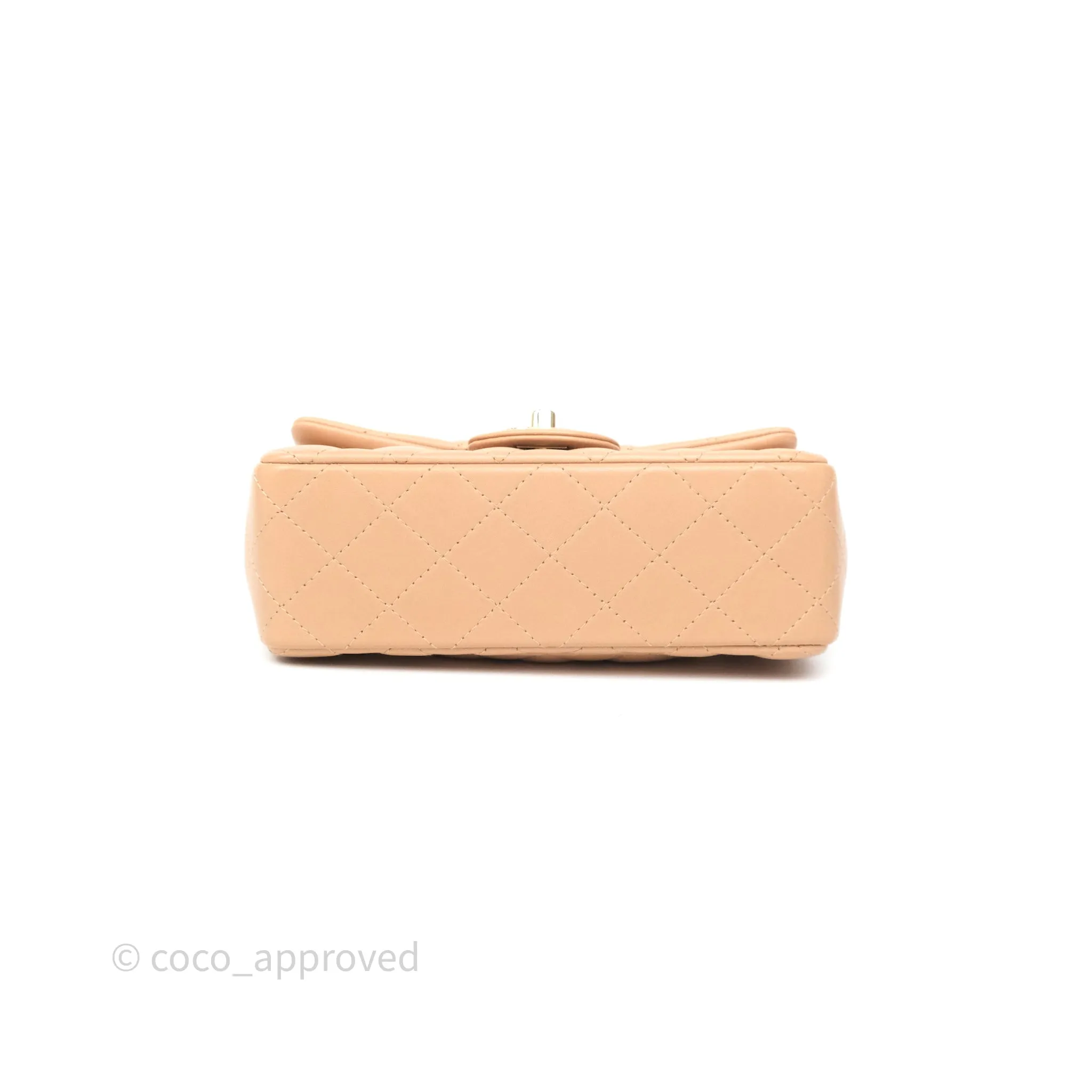 Chanel Mini Rectangular Quilted Beige Lambskin Gold Hardware