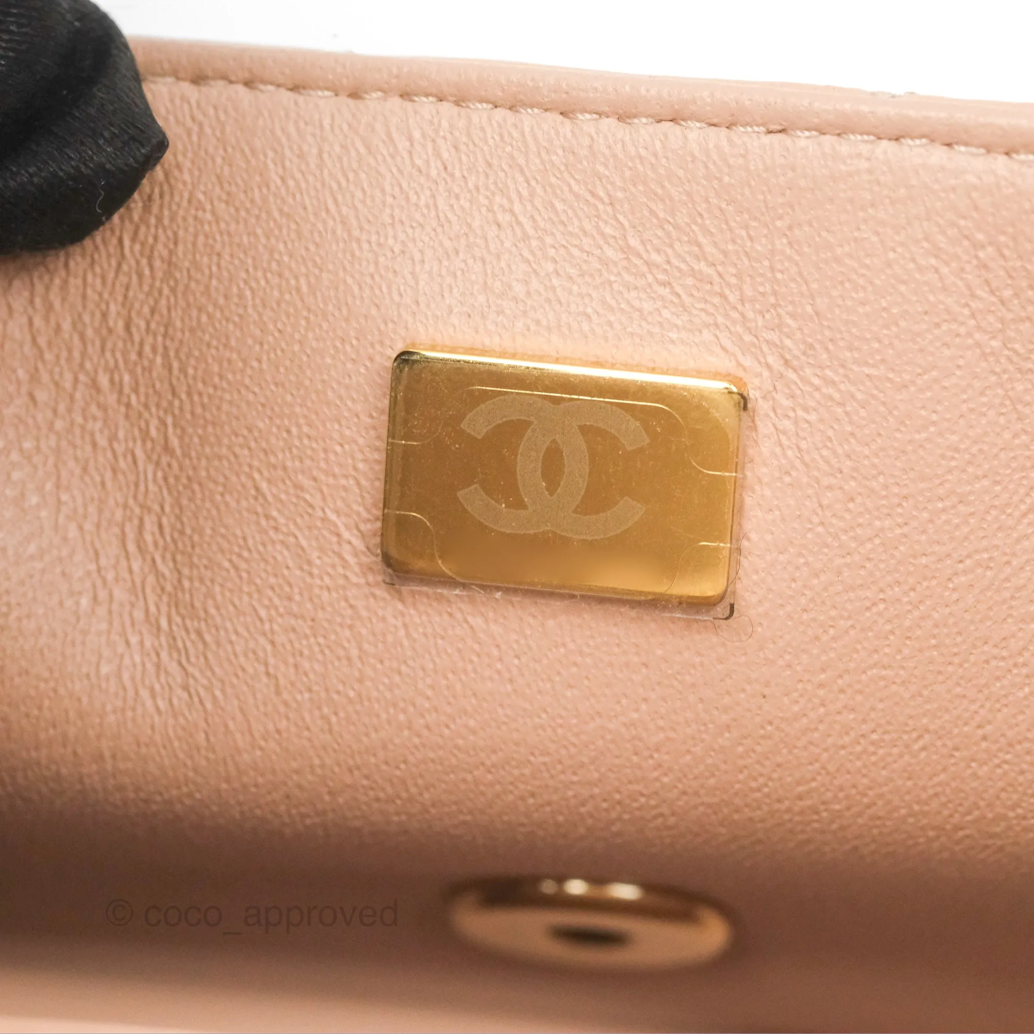 Chanel Mini Rectangular Quilted Beige Lambskin Gold Hardware