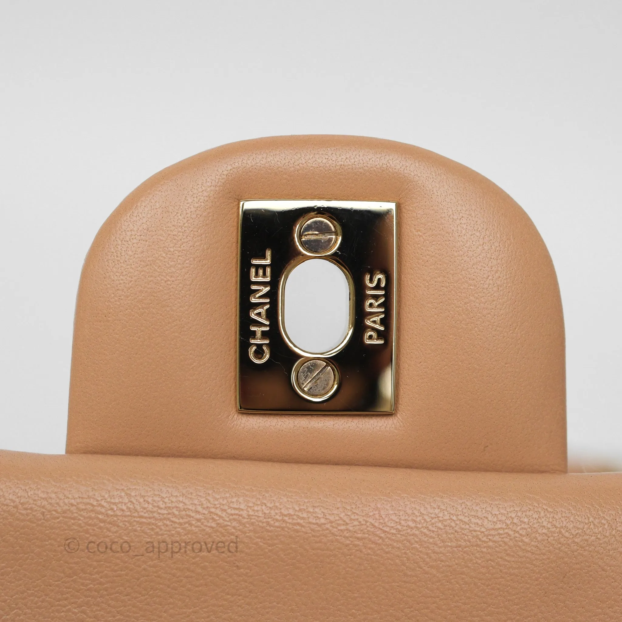 Chanel Mini Rectangular Quilted Beige Lambskin Gold Hardware