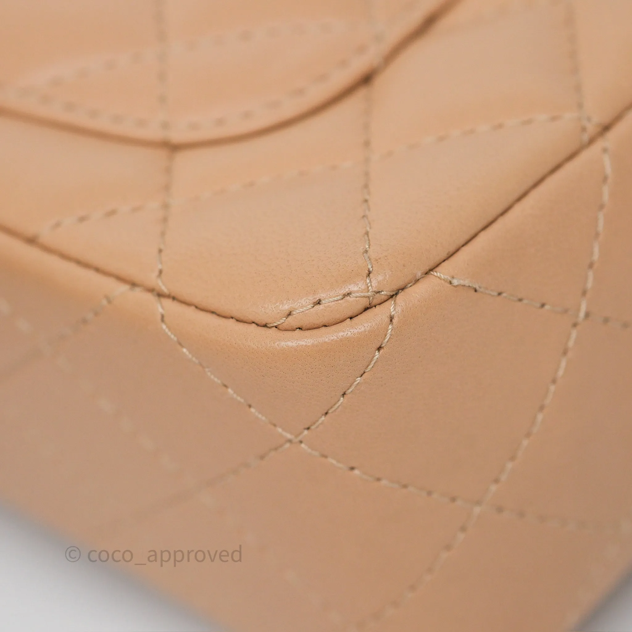 Chanel Mini Rectangular Quilted Beige Lambskin Gold Hardware