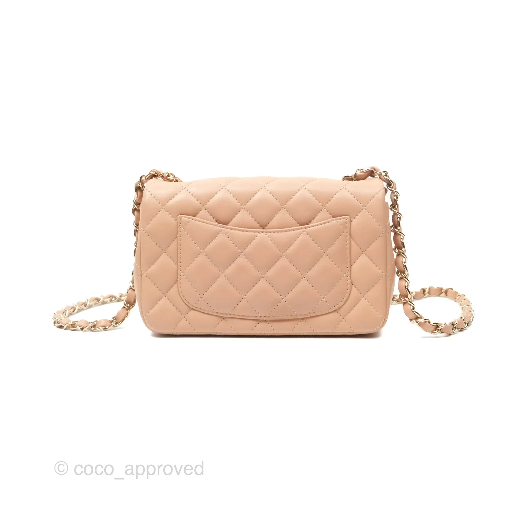 Chanel Mini Rectangular Quilted Beige Lambskin Gold Hardware