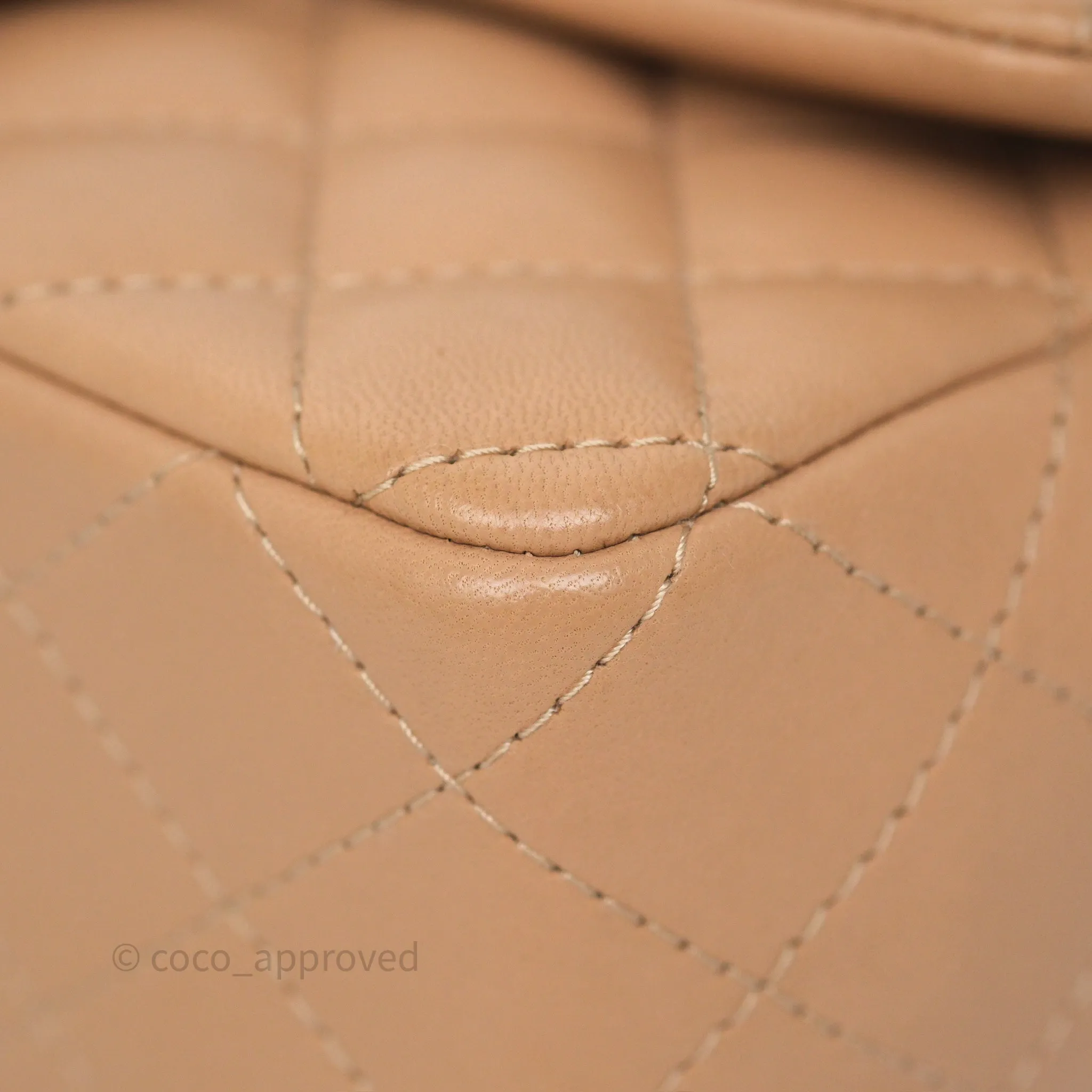 Chanel Mini Rectangular Quilted Beige Lambskin Gold Hardware