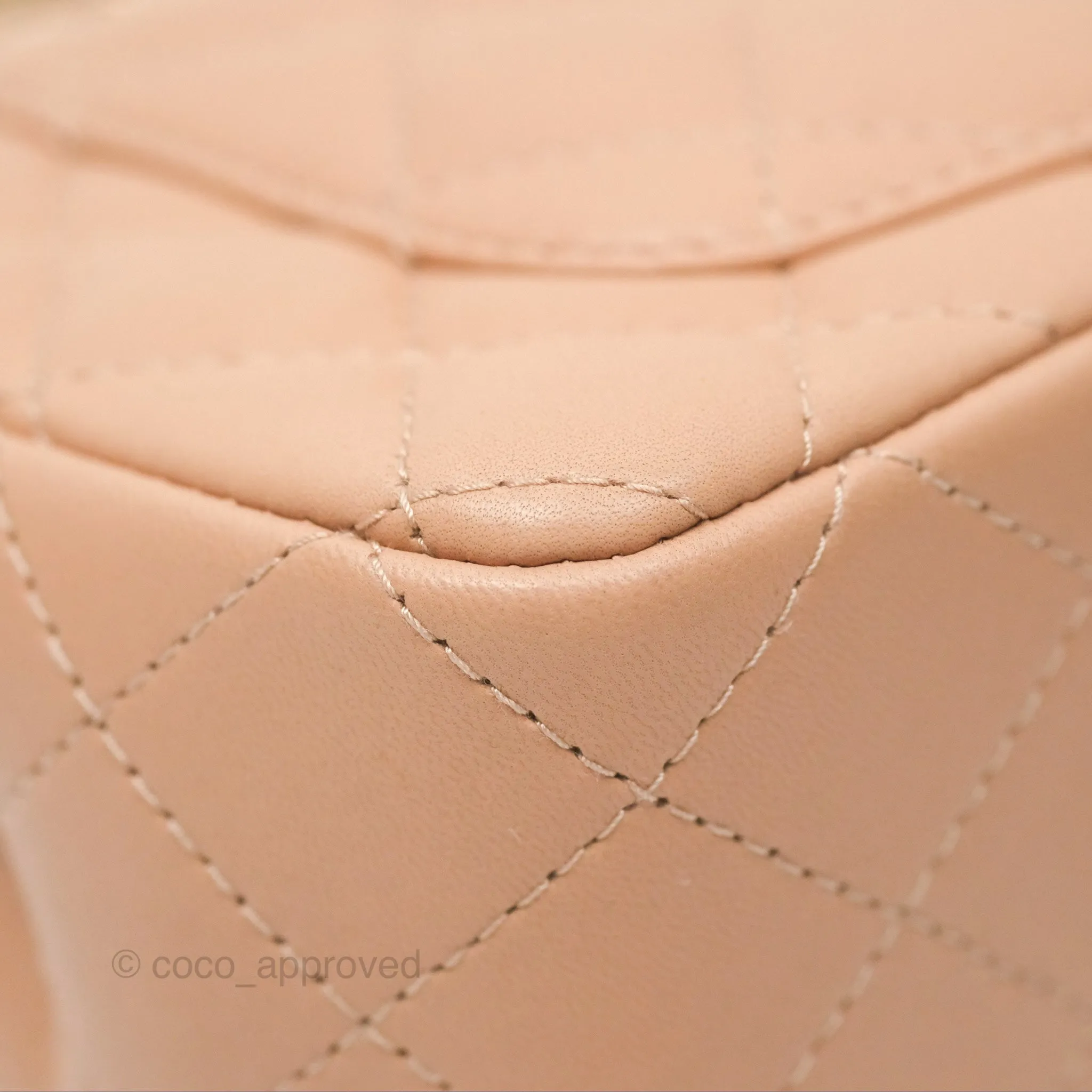 Chanel Mini Rectangular Quilted Beige Lambskin Gold Hardware