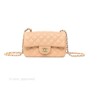 Chanel Mini Rectangular Quilted Beige Lambskin Gold Hardware