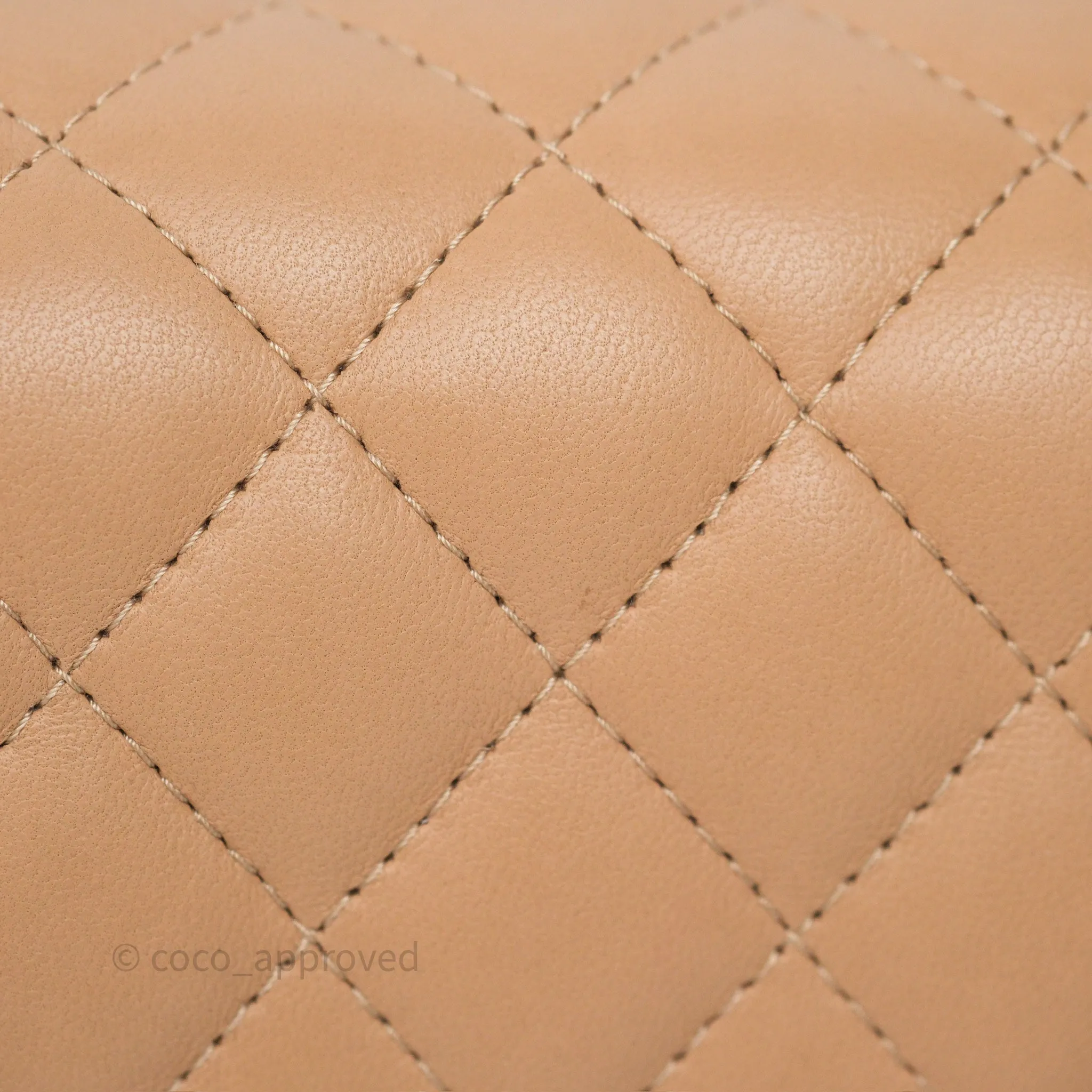 Chanel Mini Rectangular Quilted Beige Lambskin Gold Hardware