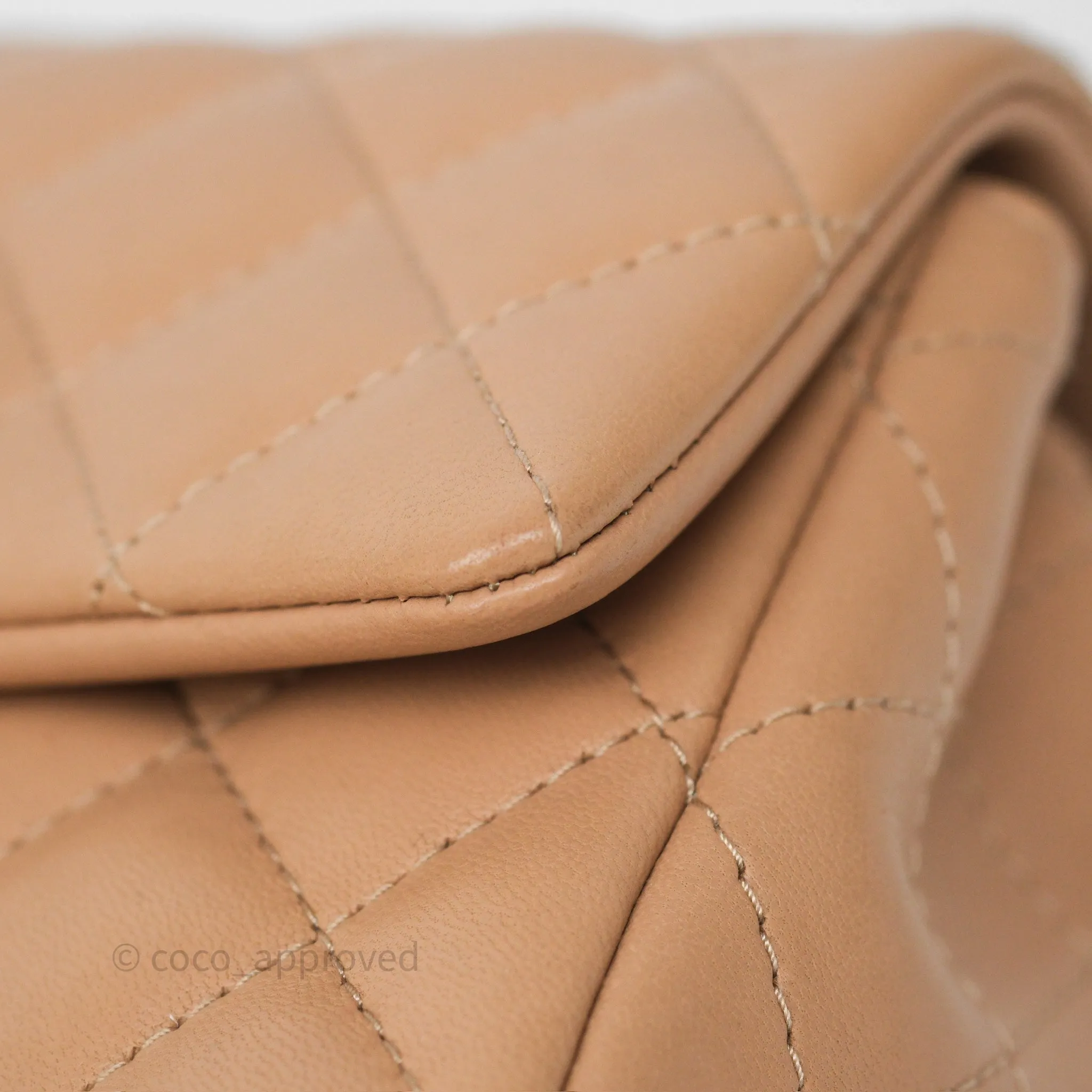 Chanel Mini Rectangular Quilted Beige Lambskin Gold Hardware